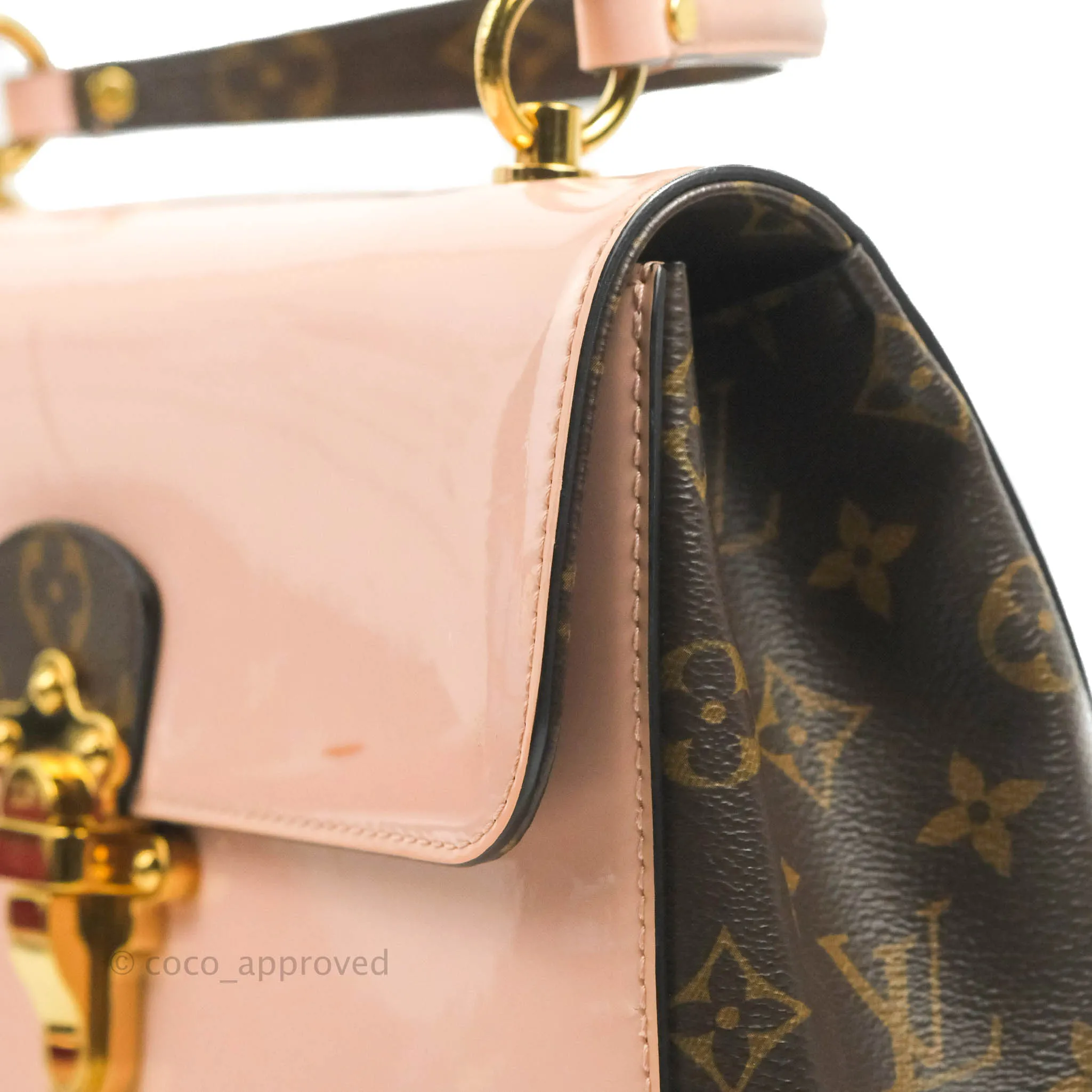Louis Vuitton Cherrywood PM Handbag Patent Monogram Canvas