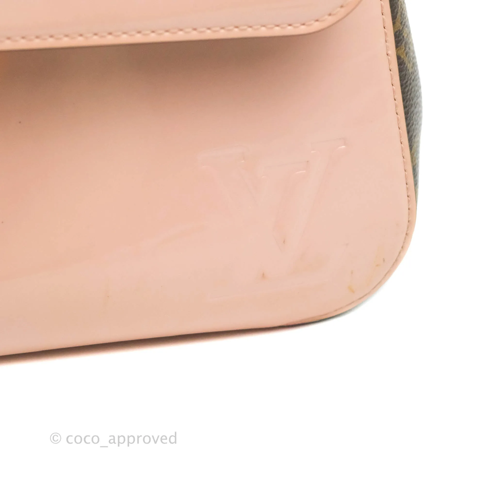 Louis Vuitton Cherrywood PM Handbag Patent Monogram Canvas