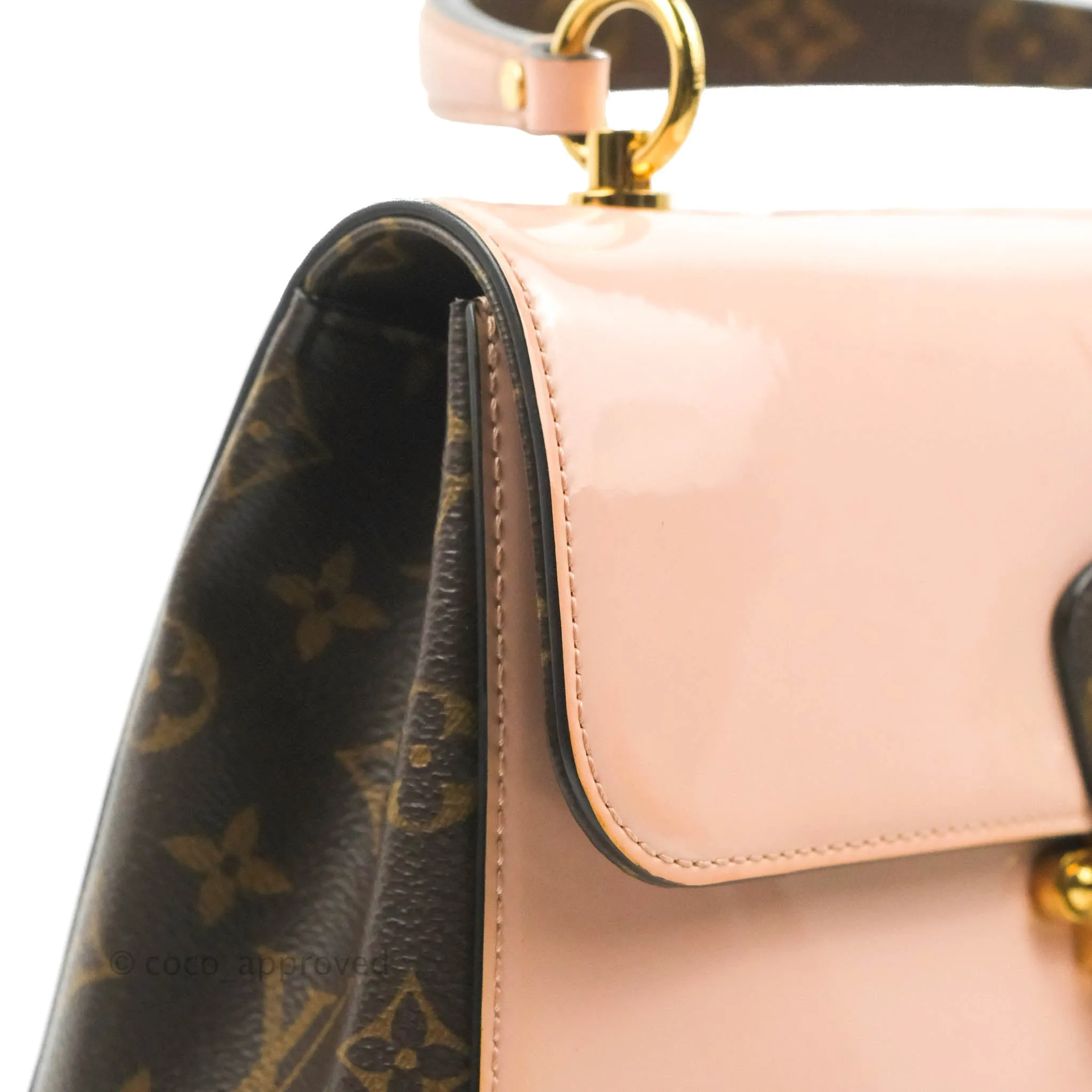 Louis Vuitton Cherrywood PM Handbag Patent Monogram Canvas