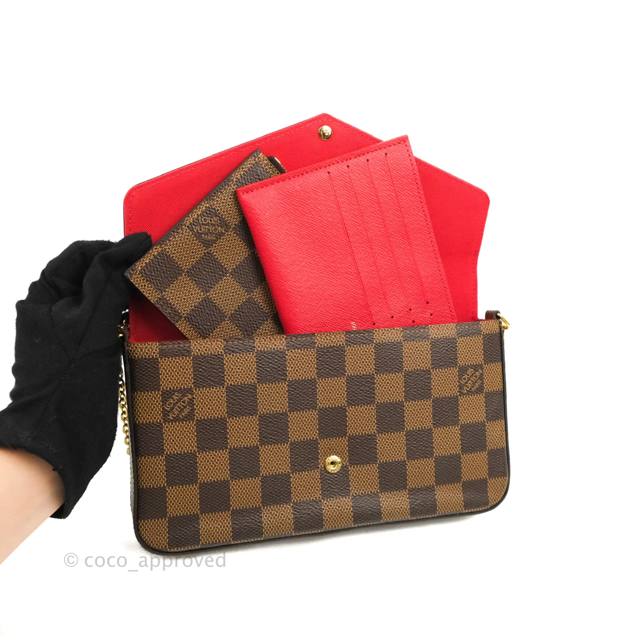 Louis Vuitton Damier Ebene Pochette Felicie Chain Wallet