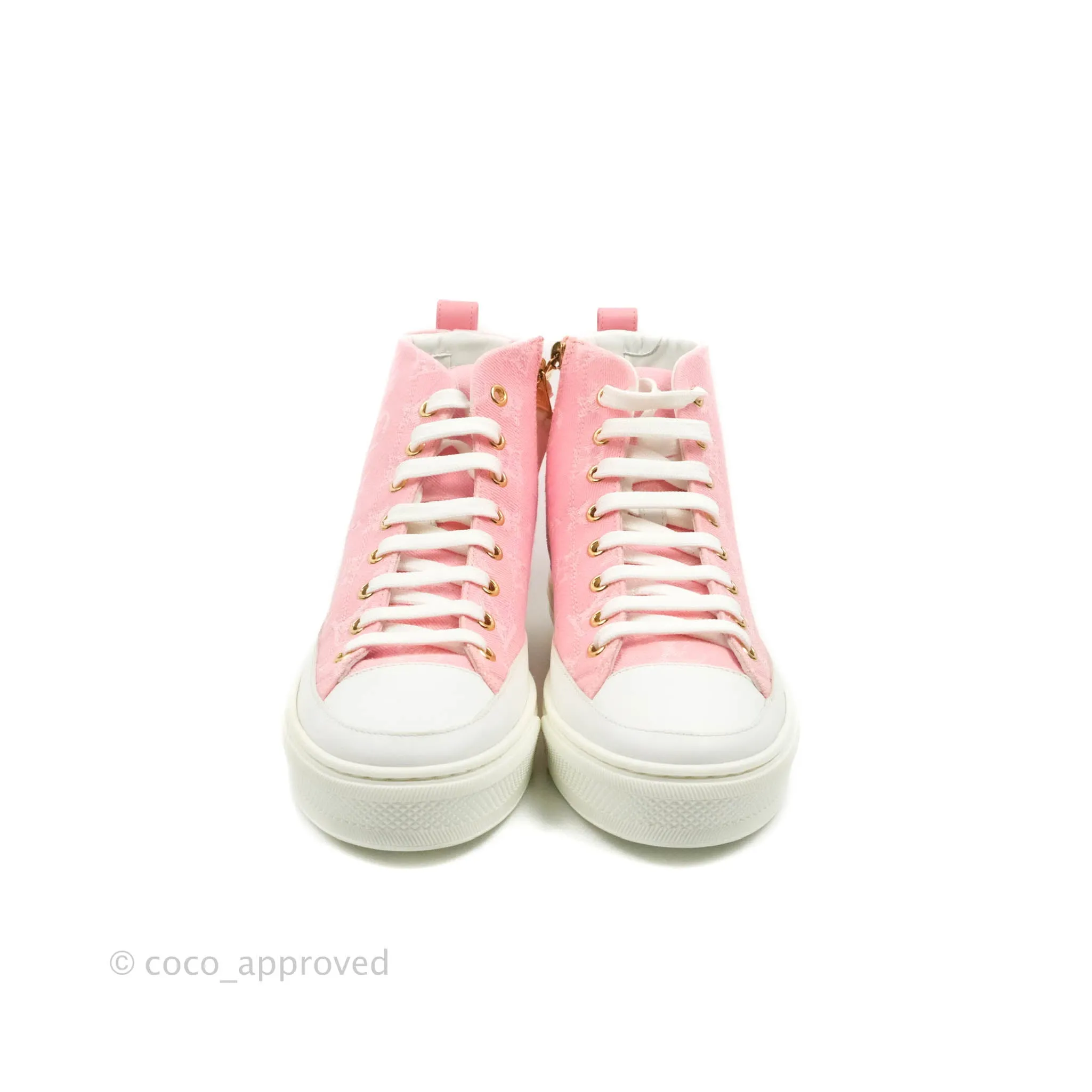 Louis Vuitton Denim Pink High Top Sneakers 36.5