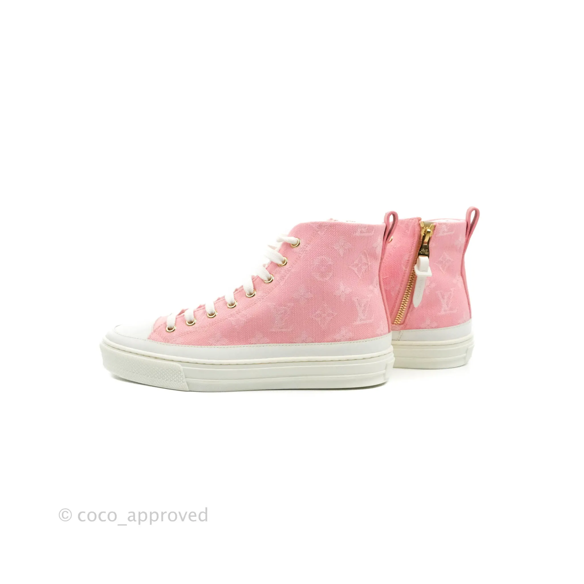 Louis Vuitton Denim Pink High Top Sneakers 36.5