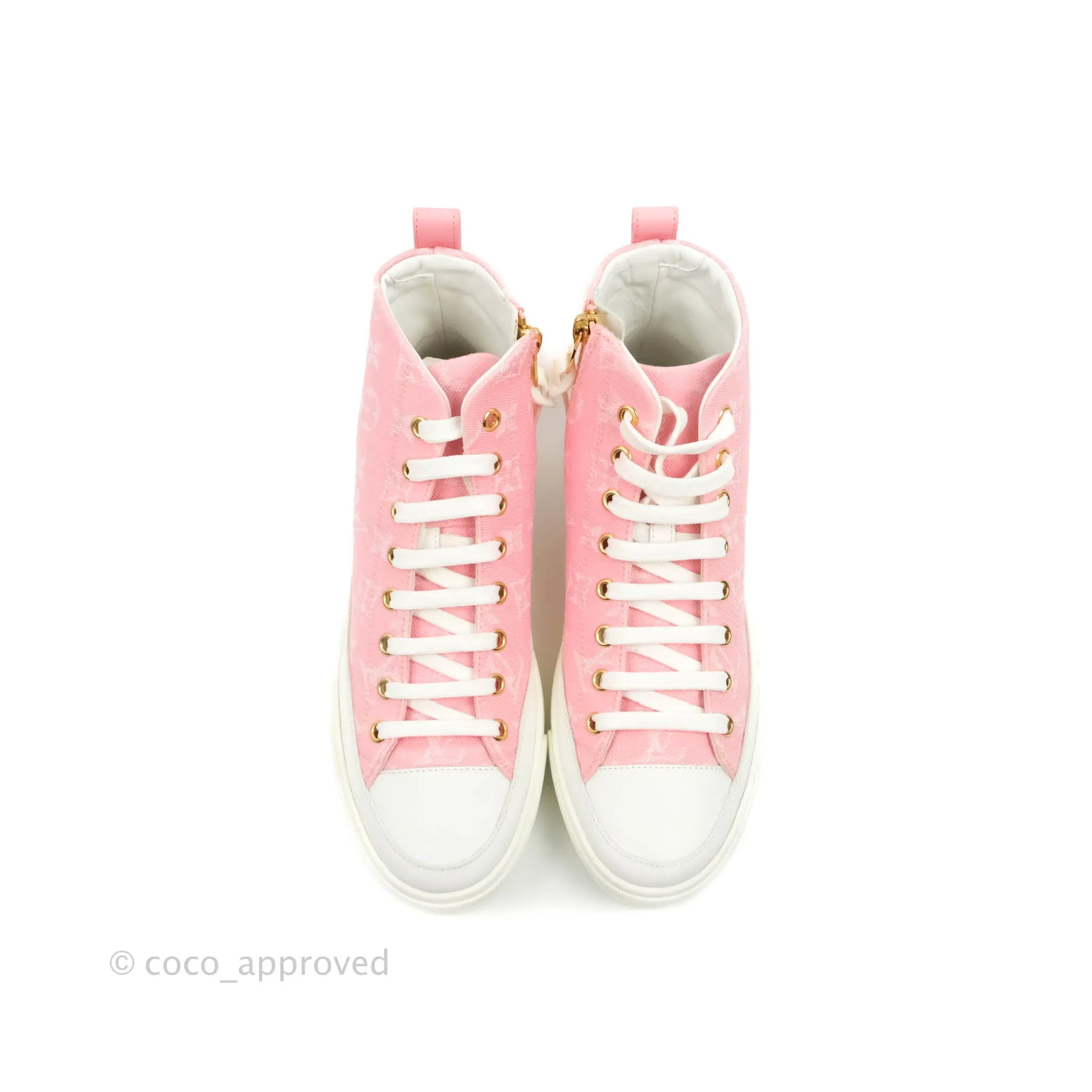 Louis Vuitton Denim Pink High Top Sneakers 36.5
