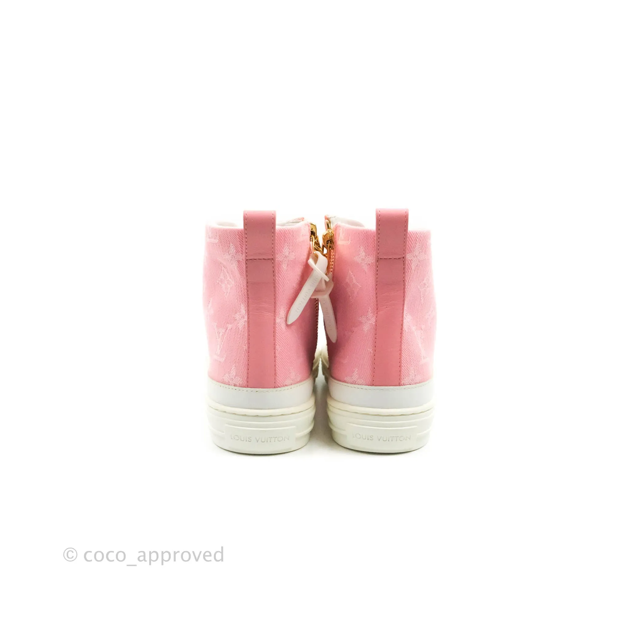 Louis Vuitton Denim Pink High Top Sneakers 36.5