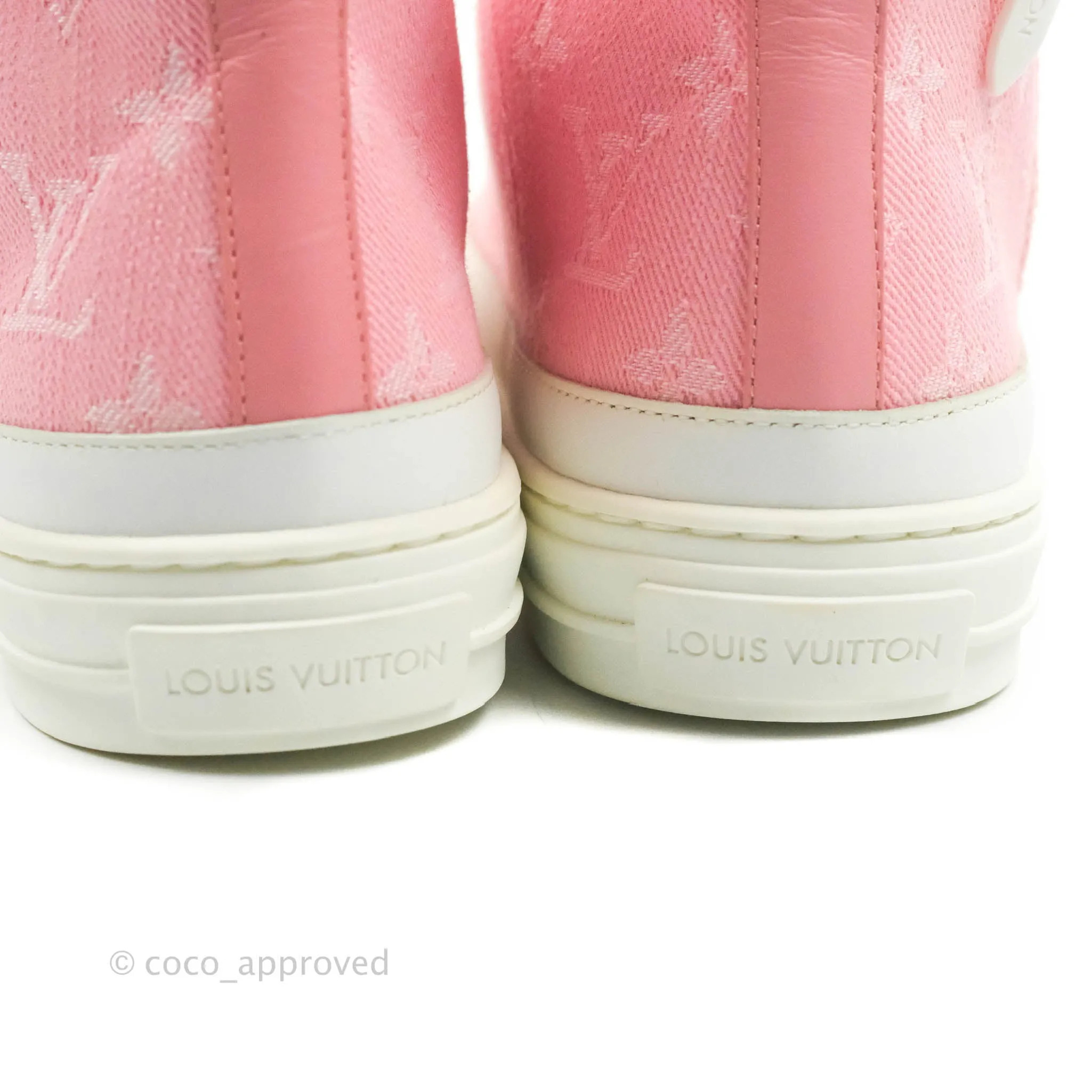 Louis Vuitton Denim Pink High Top Sneakers 36.5