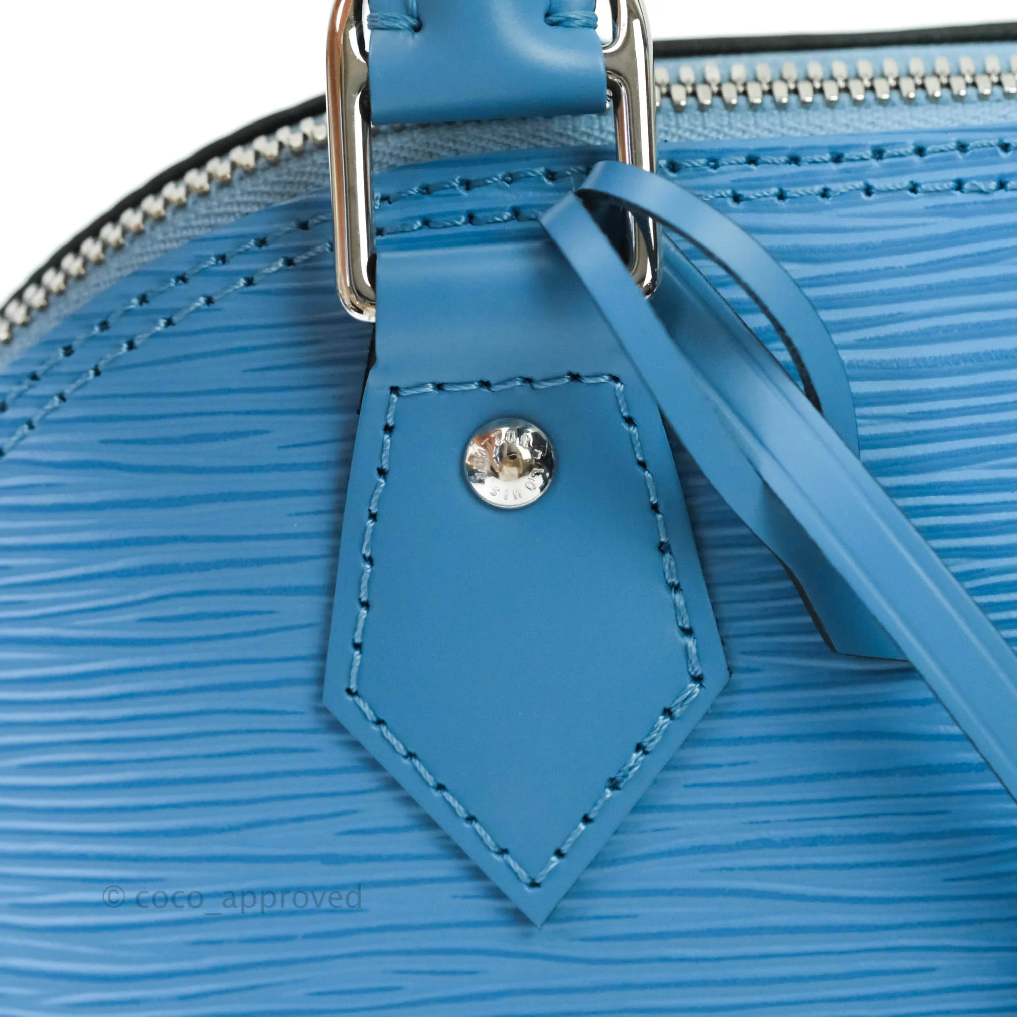 Louis Vuitton Epi Alma BB Blue with Jacquard Strap