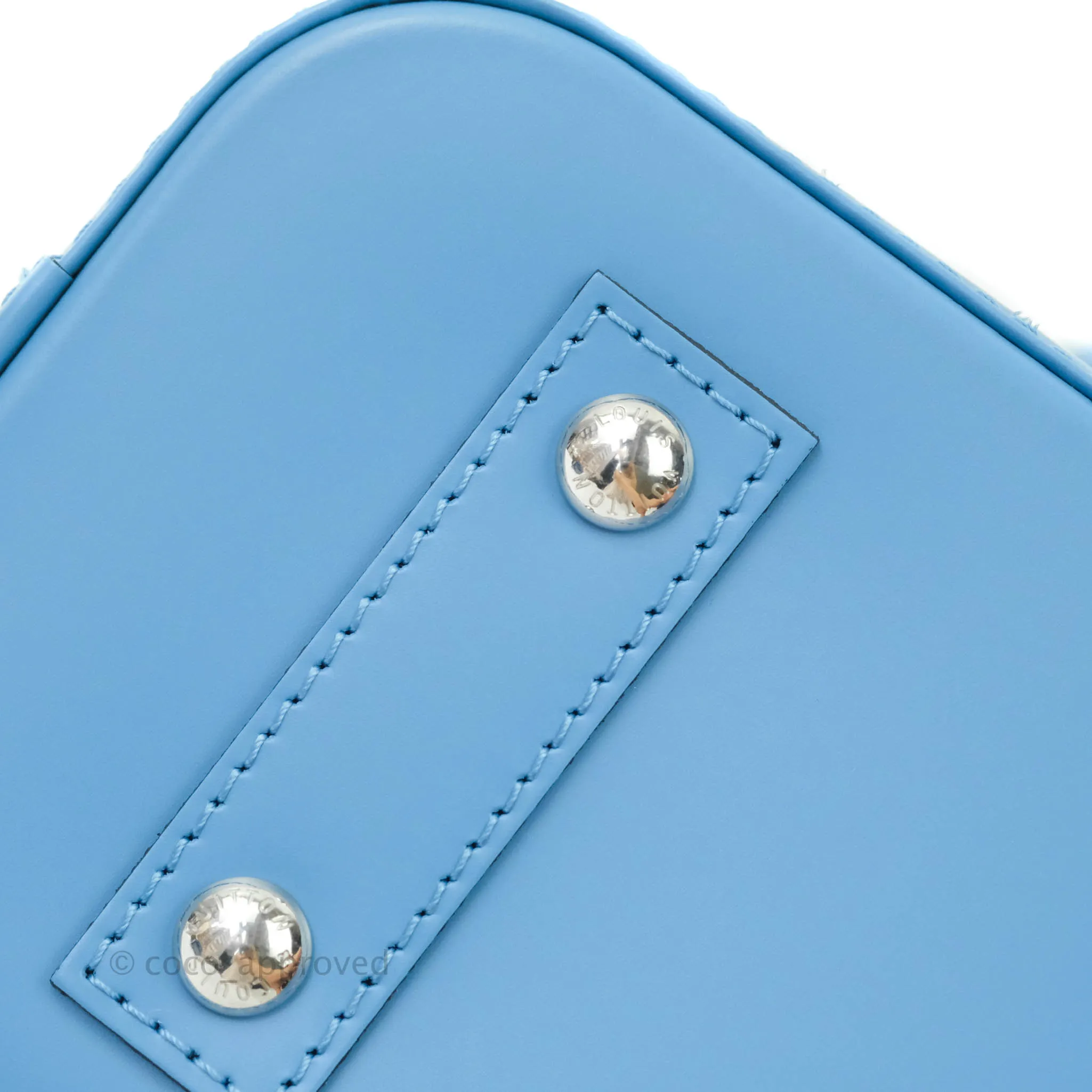 Louis Vuitton Epi Alma BB Blue with Jacquard Strap