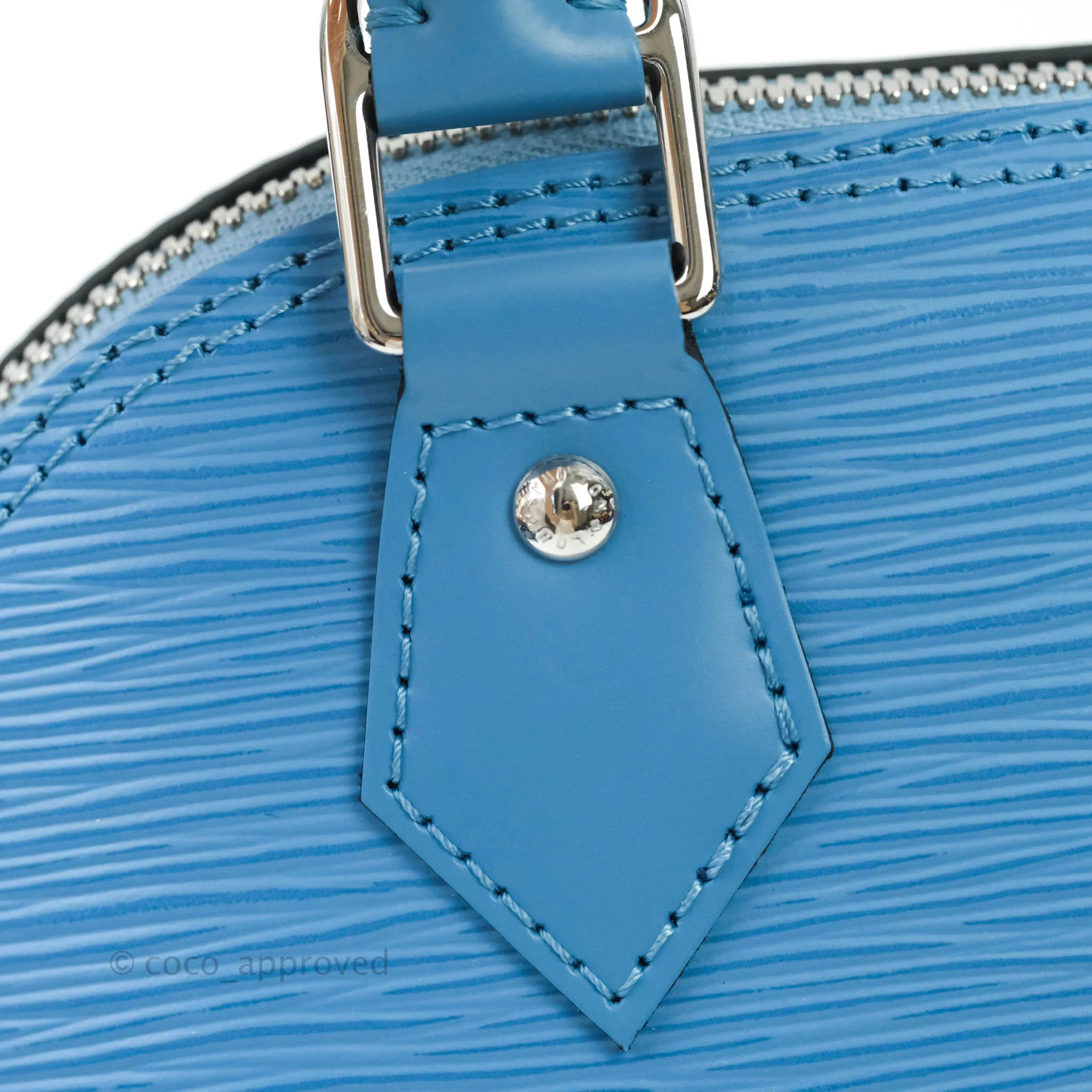 Louis Vuitton Epi Alma BB Blue with Jacquard Strap