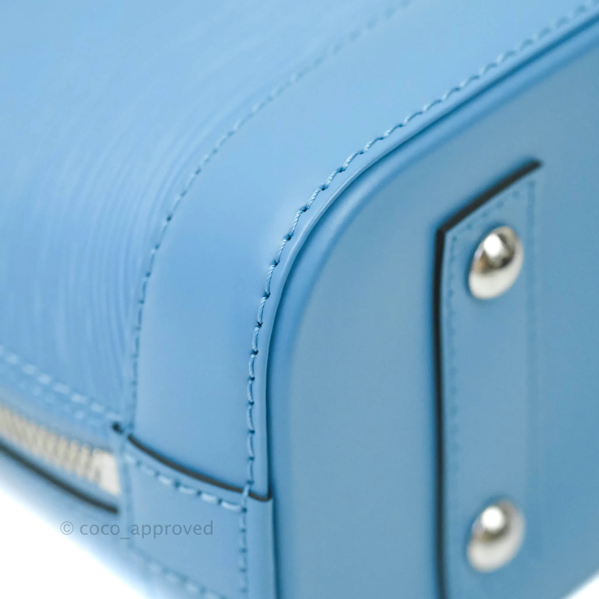 Louis Vuitton Epi Alma BB Blue with Jacquard Strap