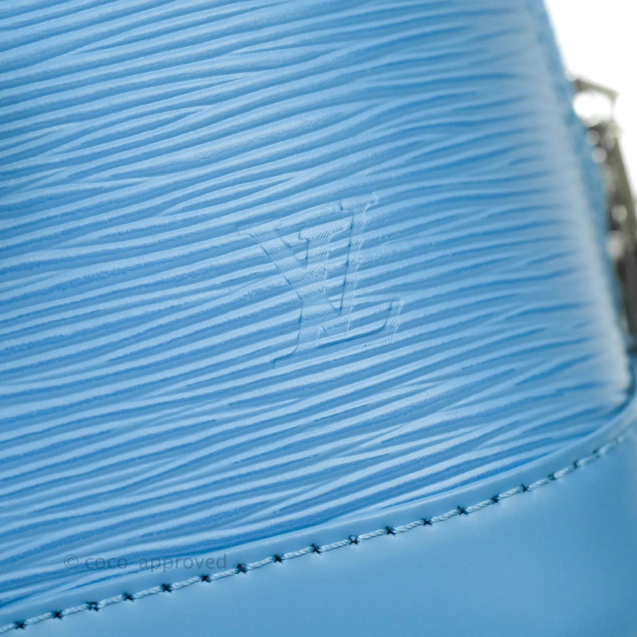 Louis Vuitton Epi Alma BB Blue with Jacquard Strap