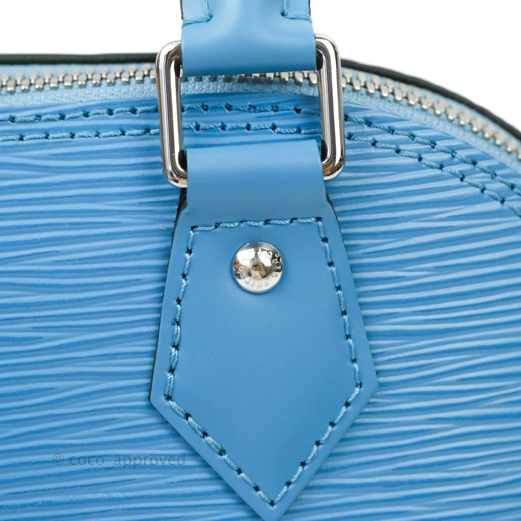 Louis Vuitton Epi Alma BB Blue with Jacquard Strap