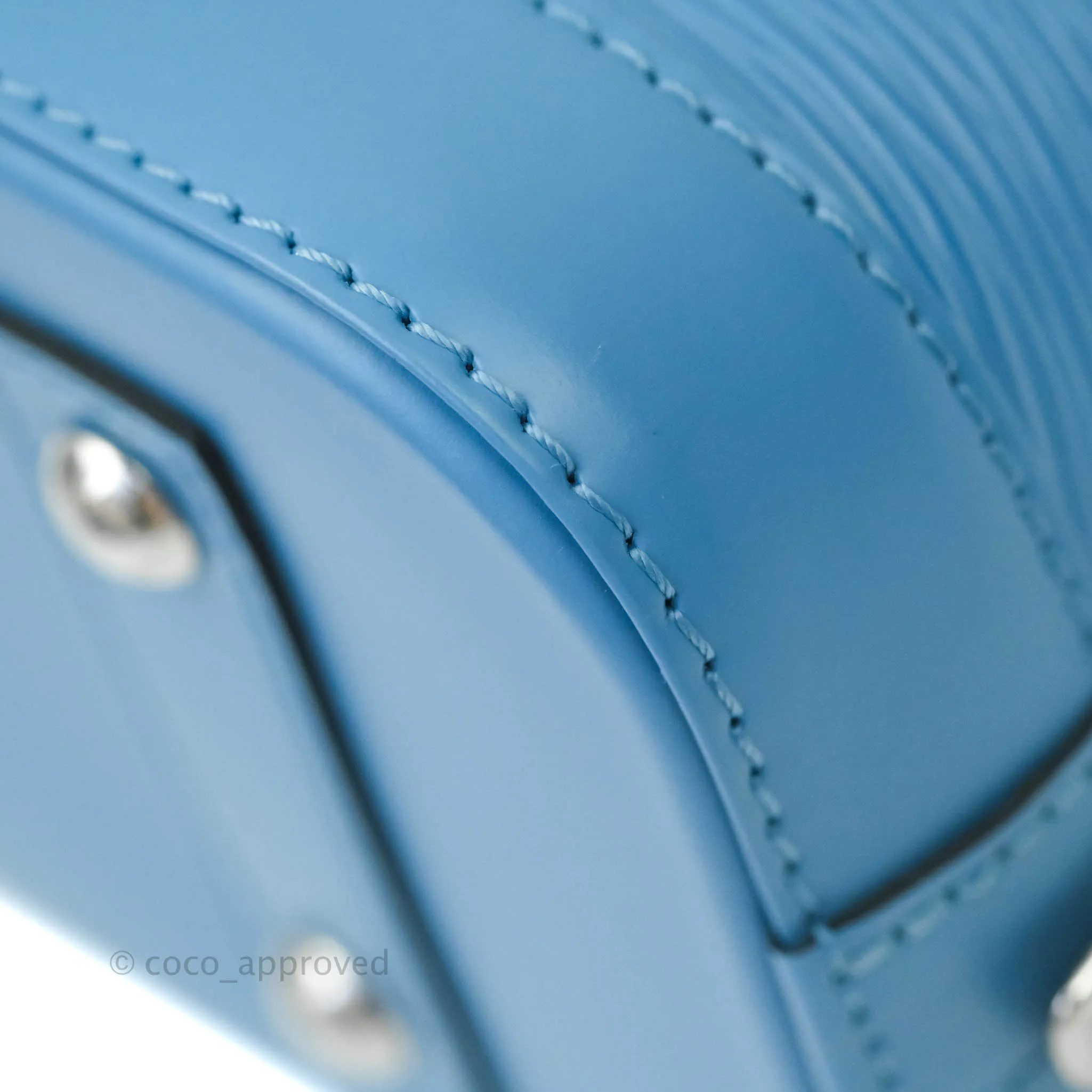 Louis Vuitton Epi Alma BB Blue with Jacquard Strap