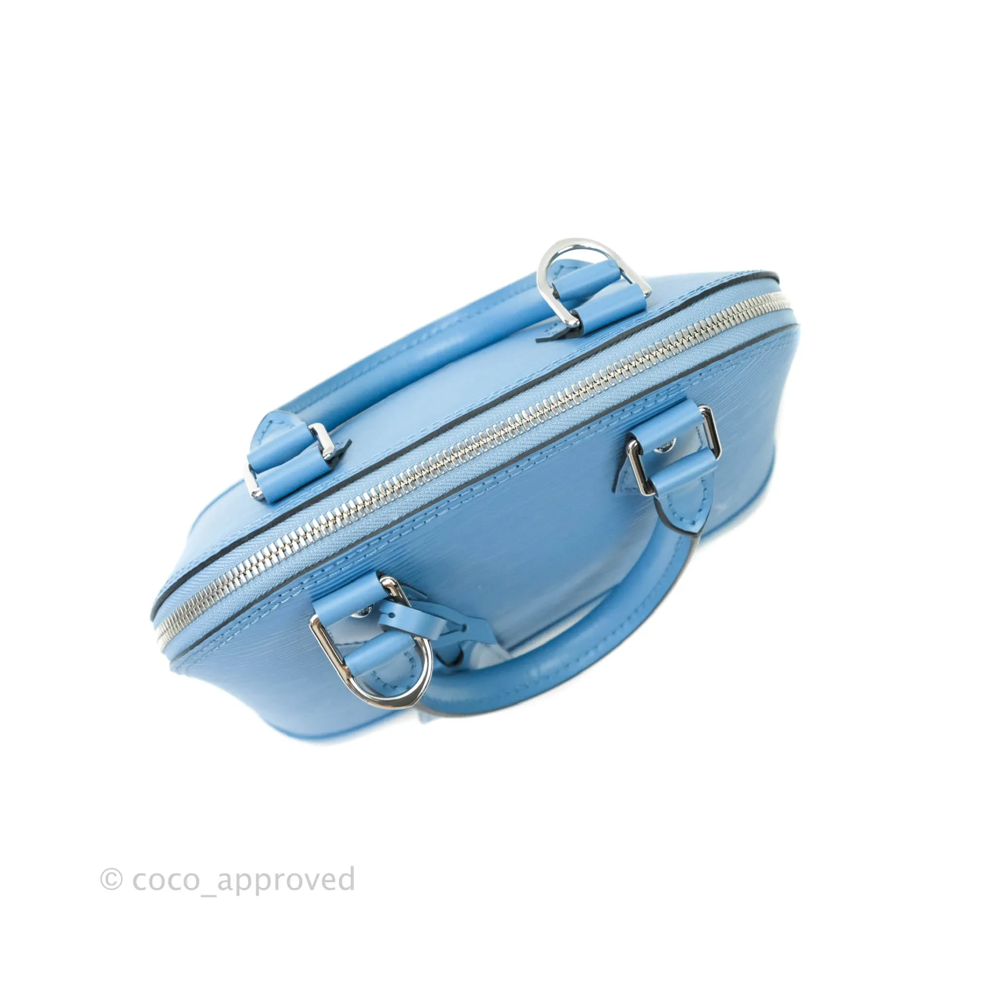 Louis Vuitton Epi Alma BB Blue with Jacquard Strap