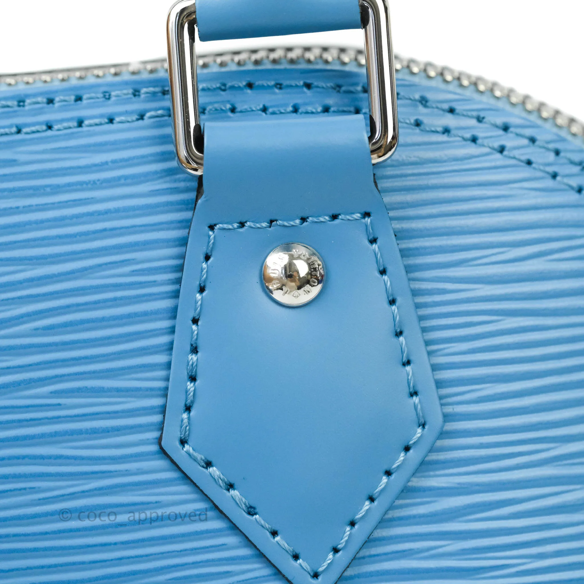 Louis Vuitton Epi Alma BB Blue with Jacquard Strap