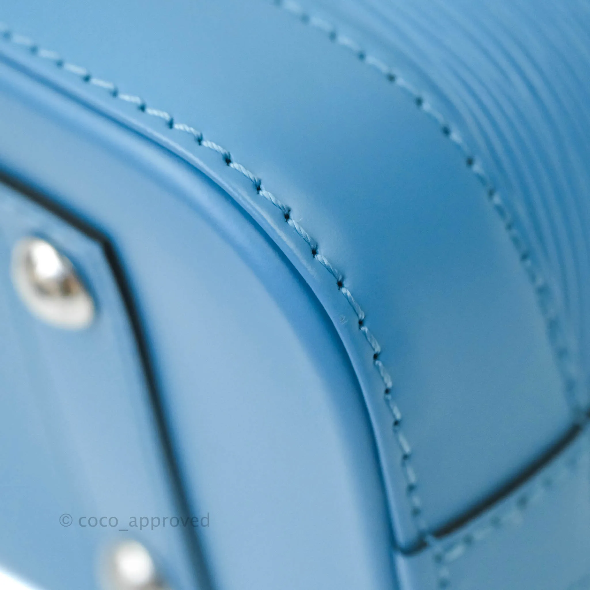 Louis Vuitton Epi Alma BB Blue with Jacquard Strap
