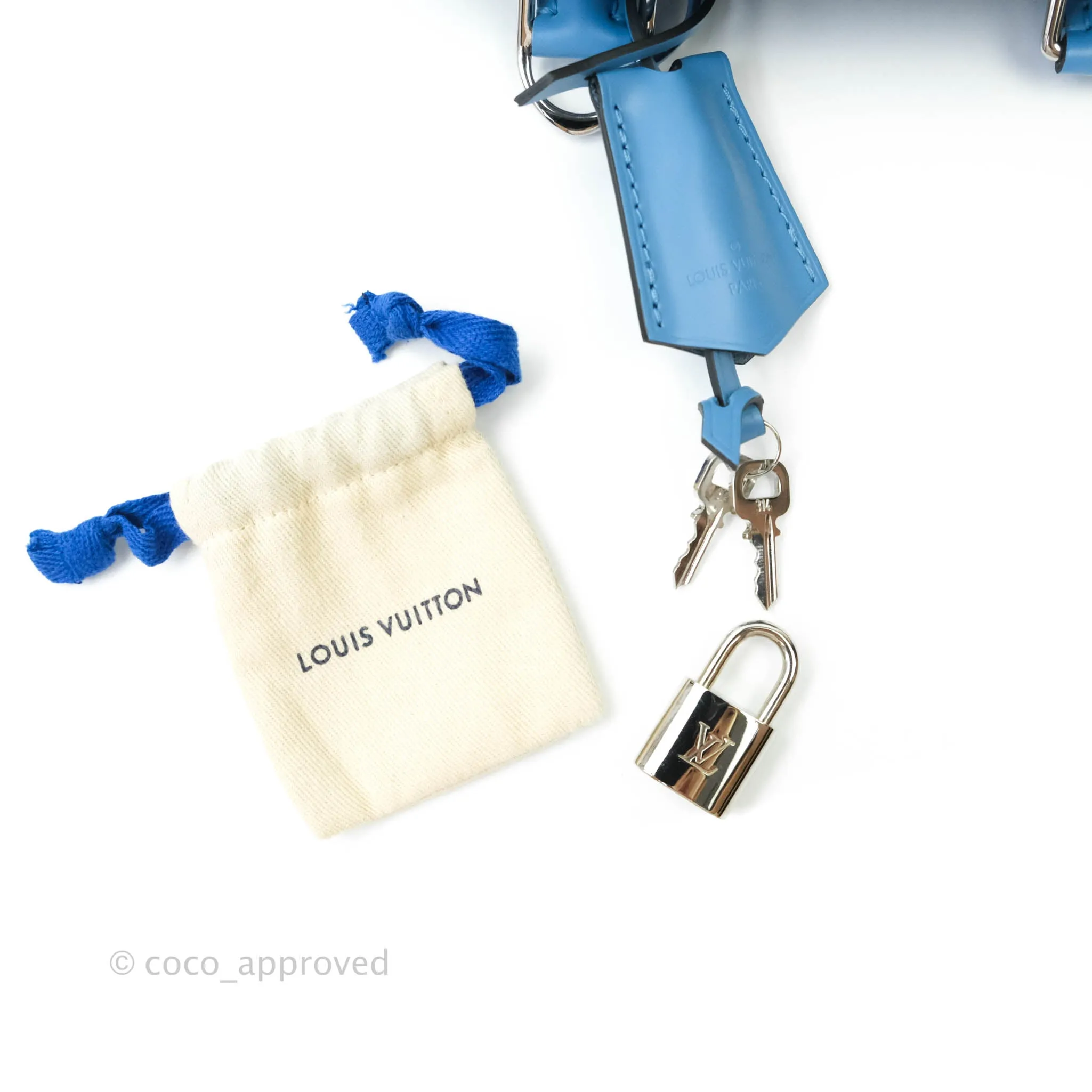 Louis Vuitton Epi Alma BB Blue with Jacquard Strap
