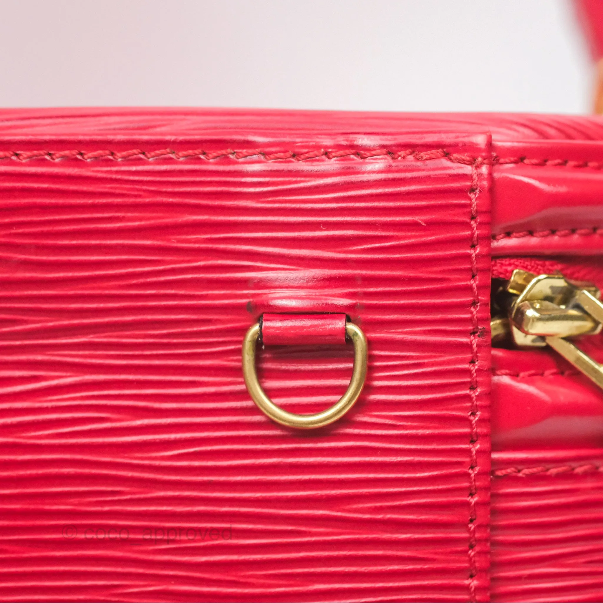 Louis Vuitton Epi Cannes Vanity Handbag Red Gold Hardware