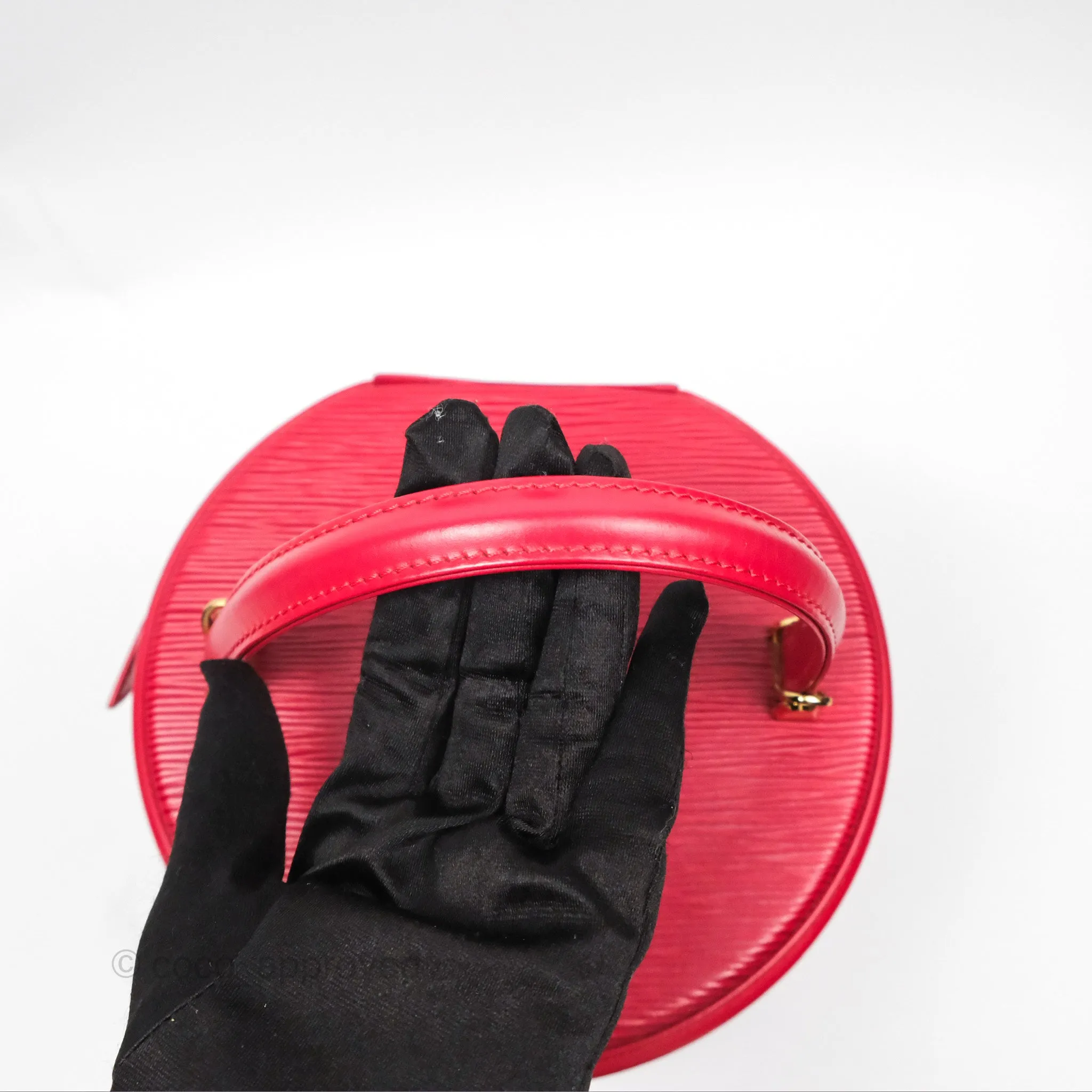 Louis Vuitton Epi Cannes Vanity Handbag Red Gold Hardware