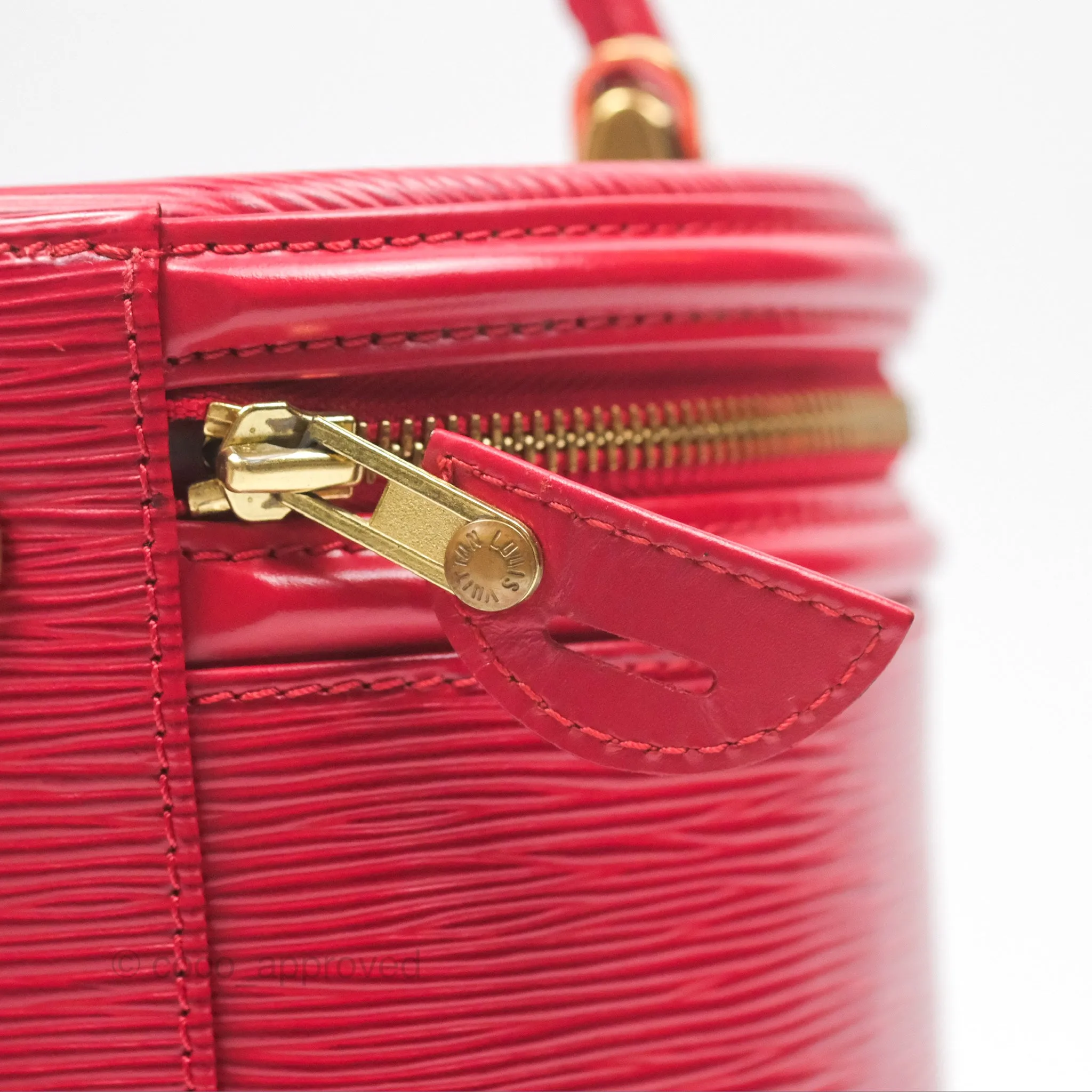 Louis Vuitton Epi Cannes Vanity Handbag Red Gold Hardware