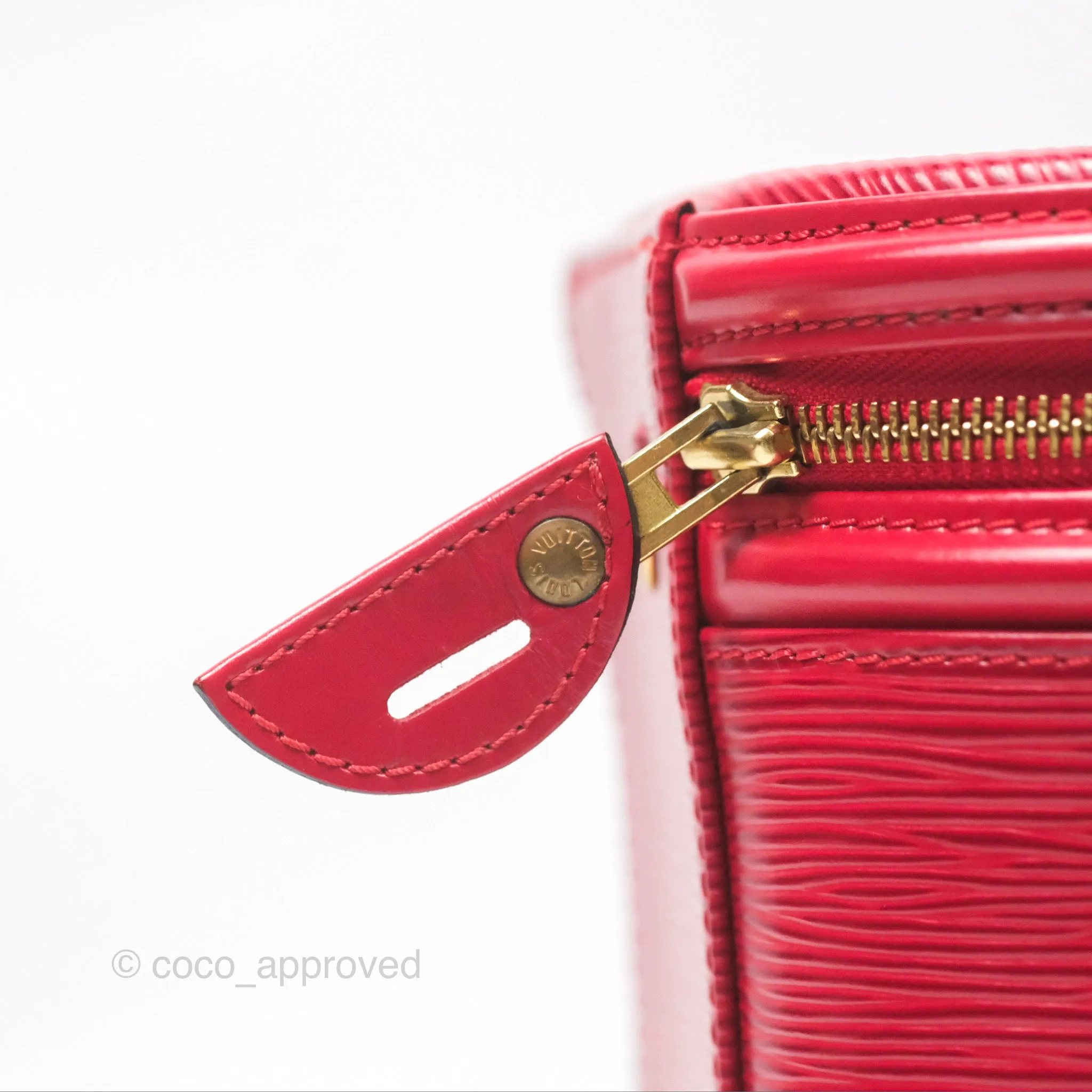 Louis Vuitton Epi Cannes Vanity Handbag Red Gold Hardware