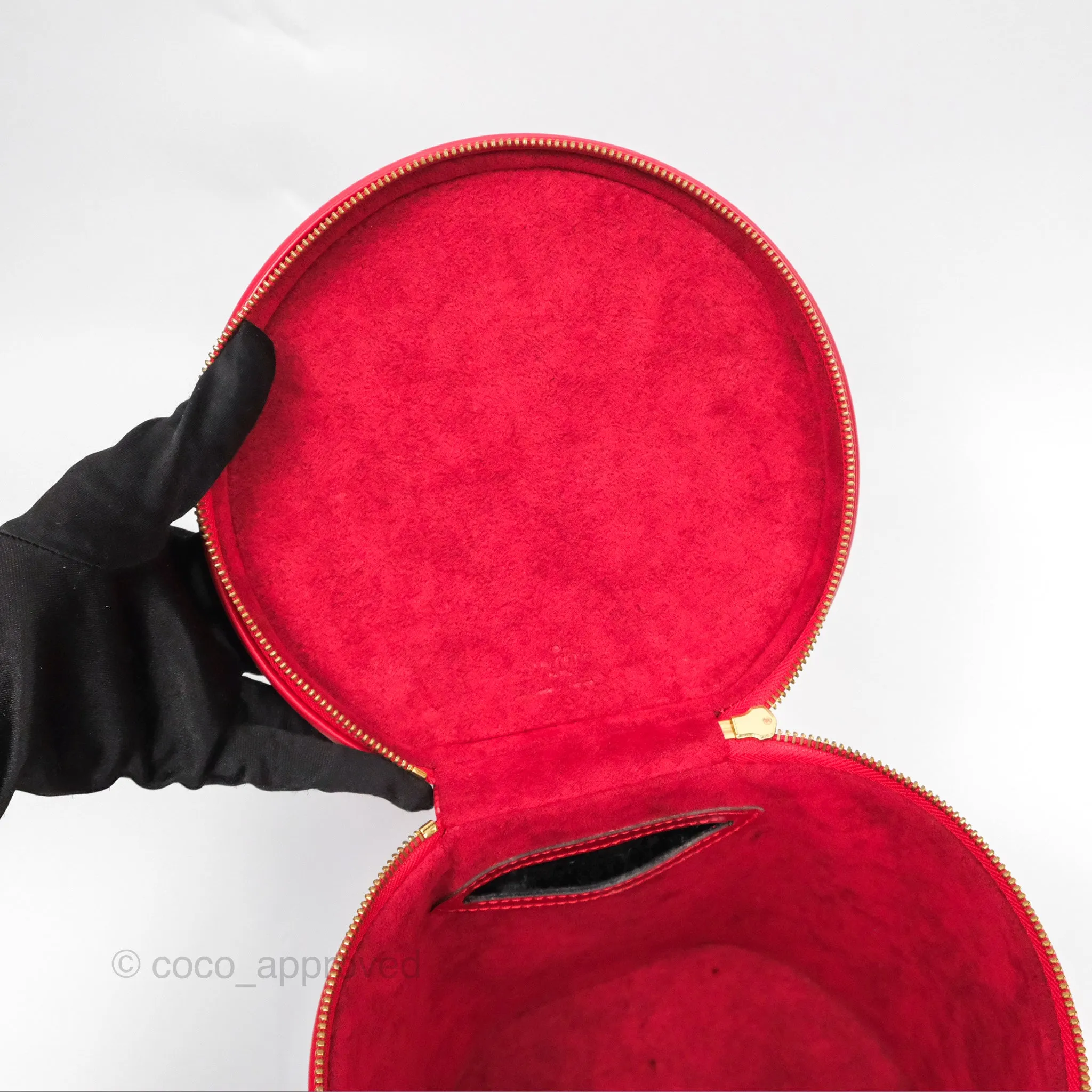 Louis Vuitton Epi Cannes Vanity Handbag Red Gold Hardware