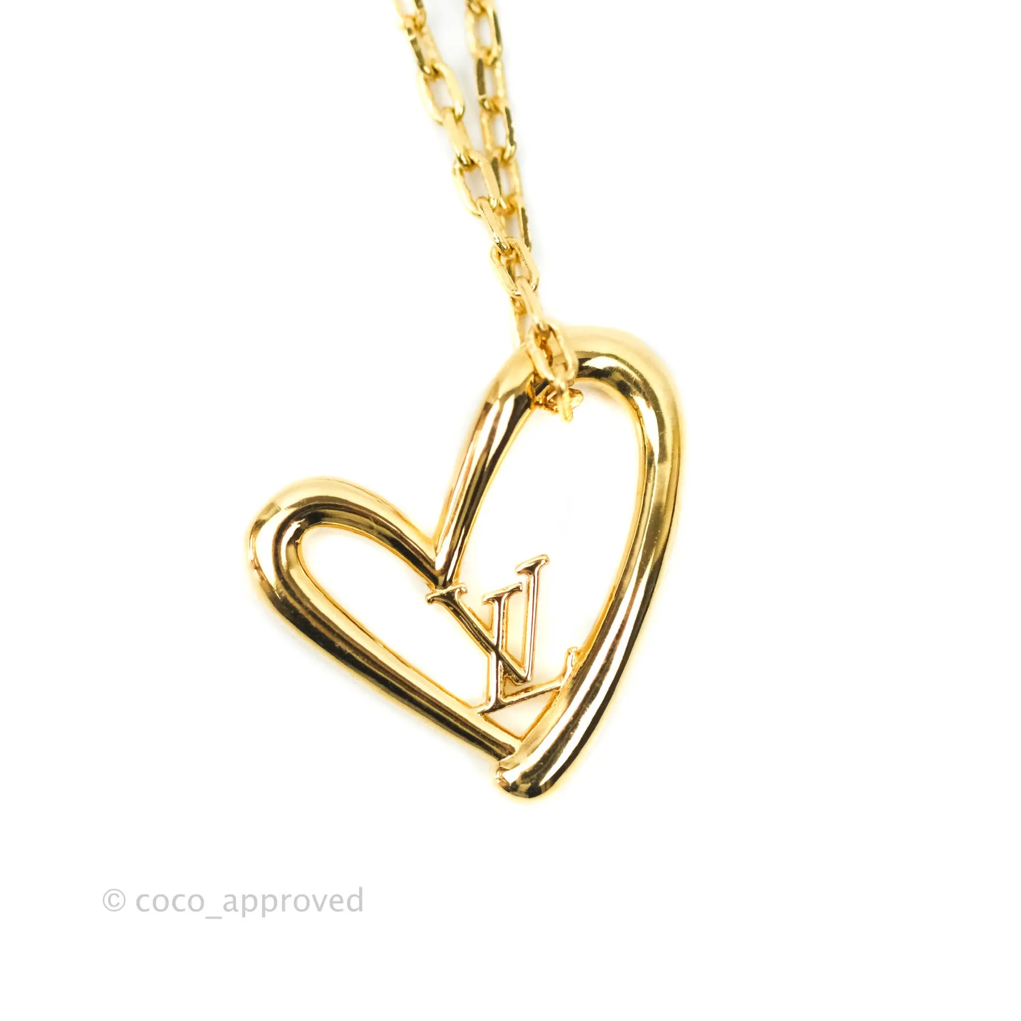 Louis Vuitton Fall In Love Heart Necklace Gold Tone