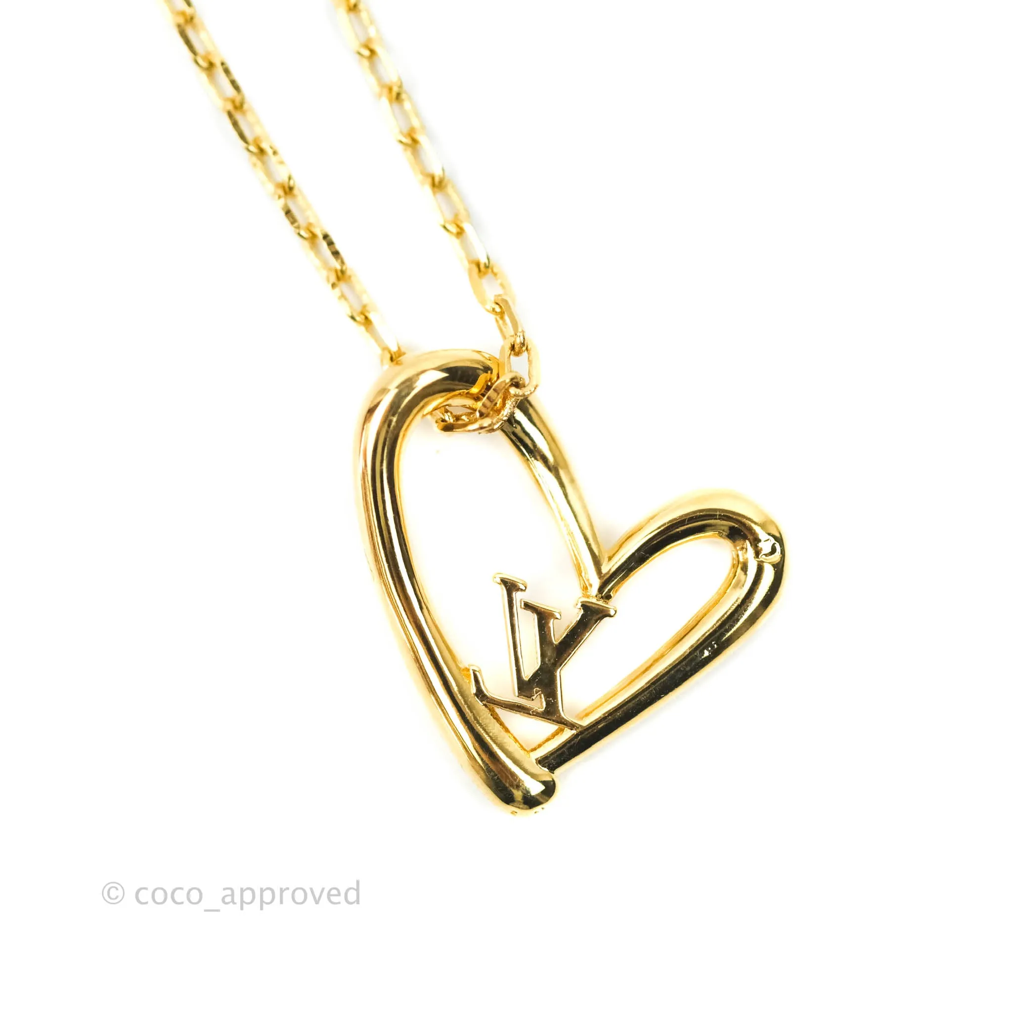 Louis Vuitton Fall In Love Heart Necklace Gold Tone