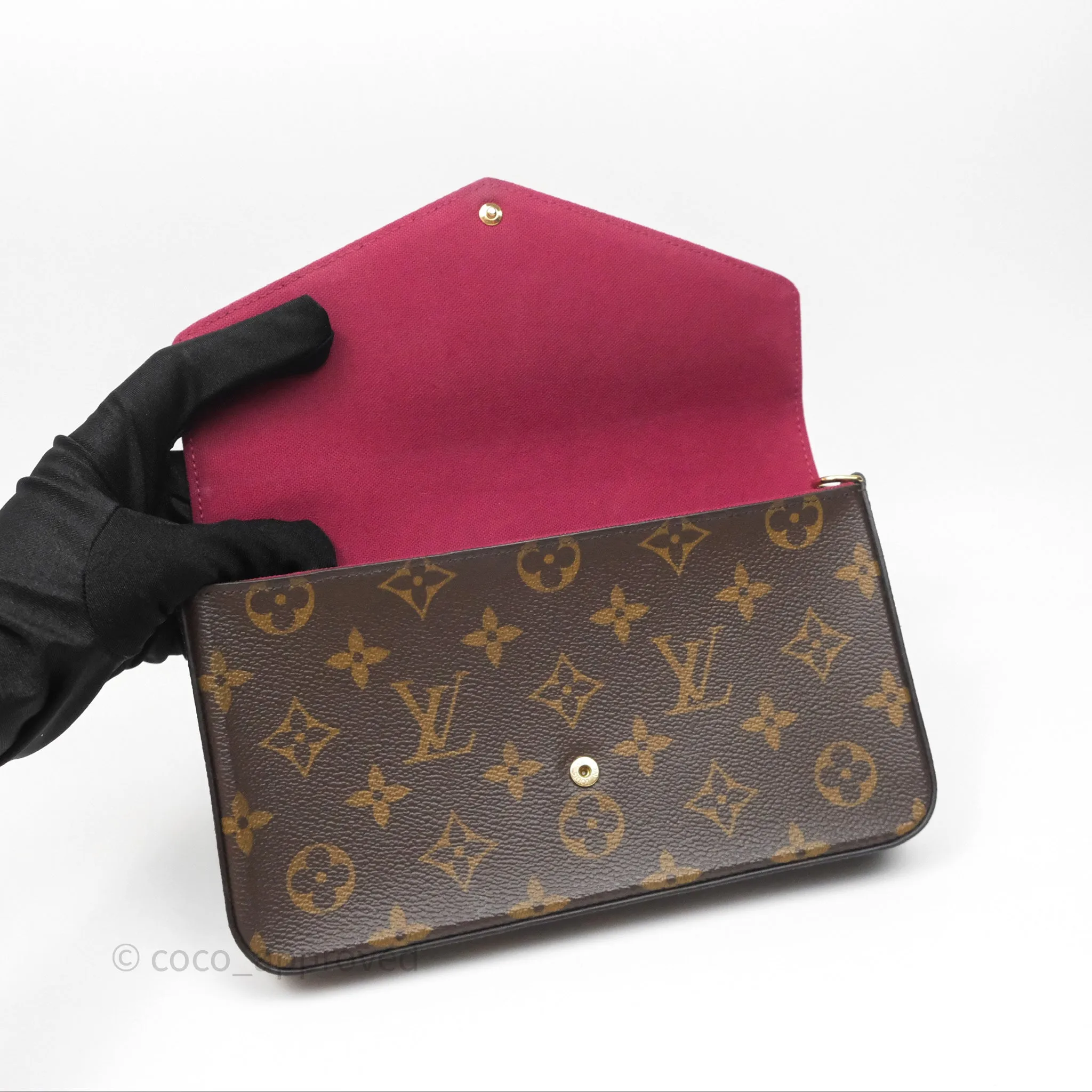 Louis Vuitton Flicie Pochette Clutch Monogram Canvas Gold Hardware