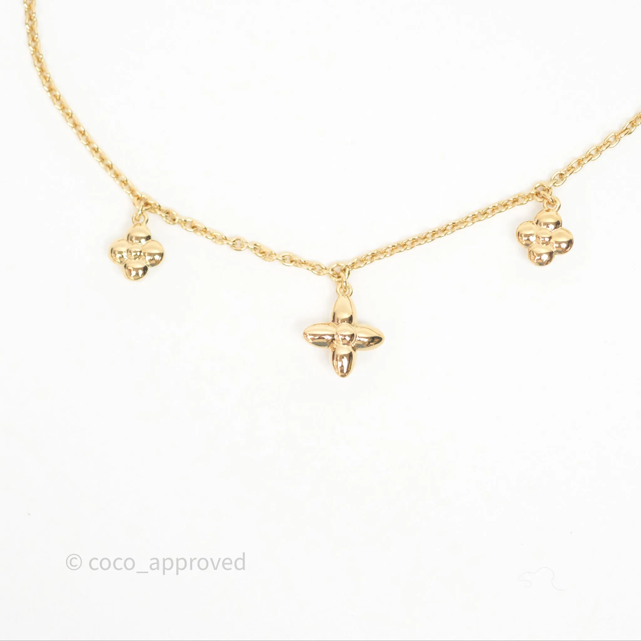 Louis Vuitton Floragram Necklace Pearls Gold Tone