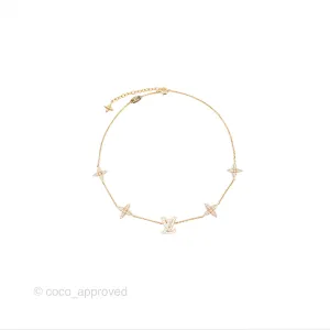 Louis Vuitton Iconic Tresor Necklace White/Pink Crystals Gold Tone