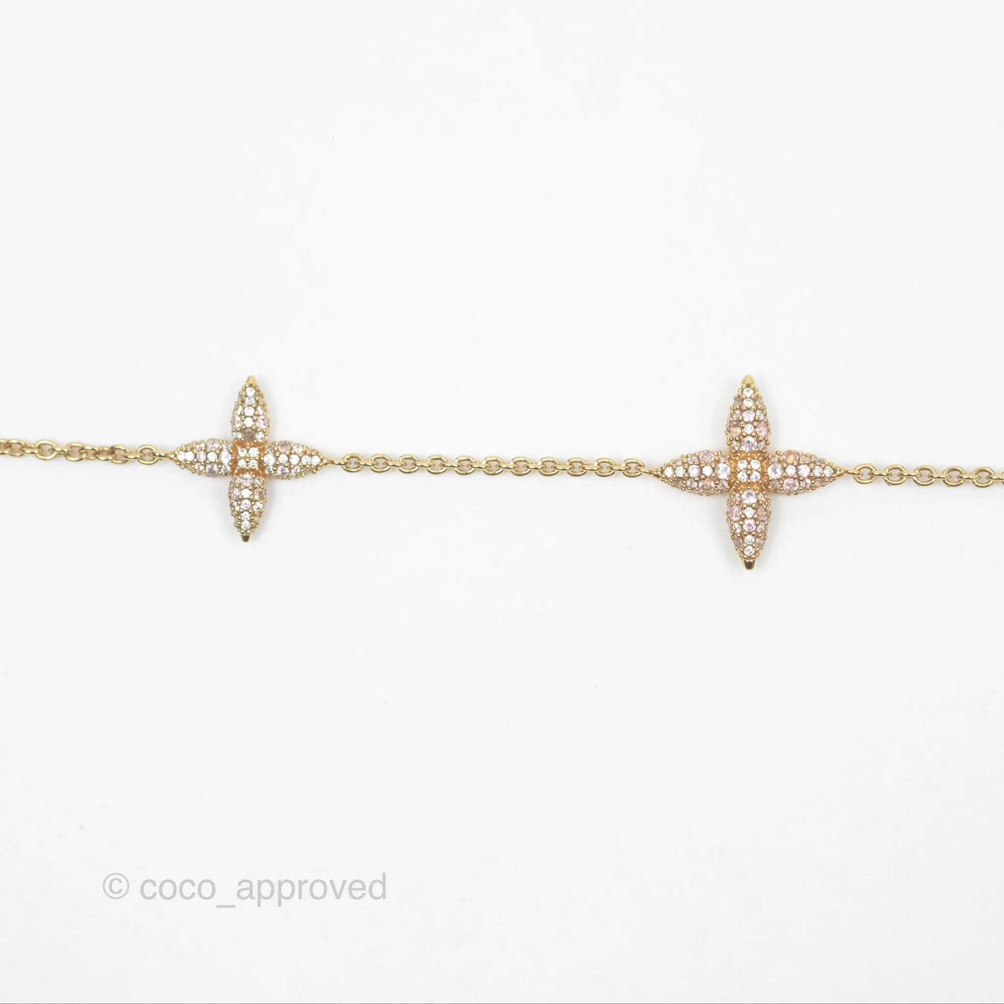 Louis Vuitton Iconic Tresor Necklace White/Pink Crystals Gold Tone
