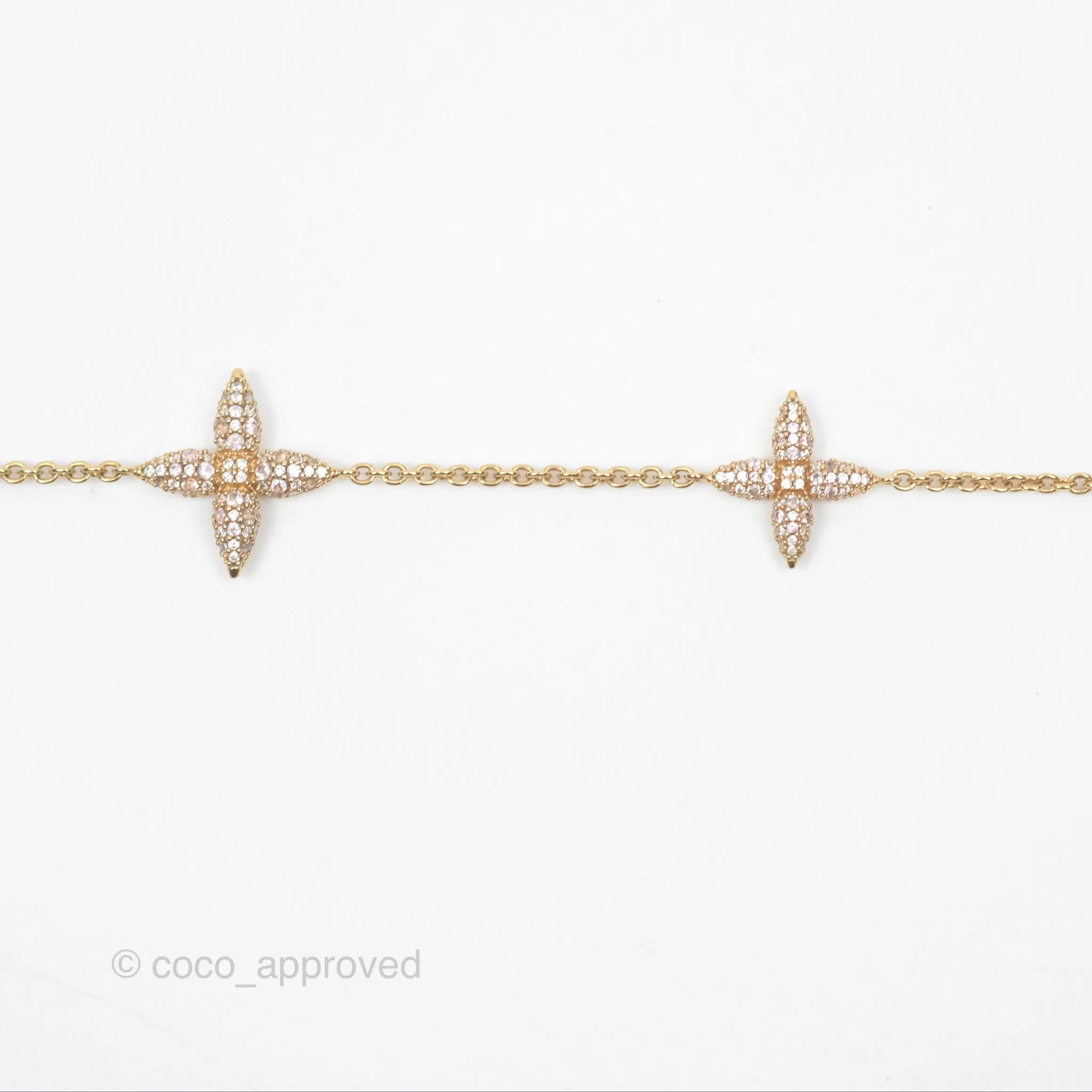 Louis Vuitton Iconic Tresor Necklace White/Pink Crystals Gold Tone