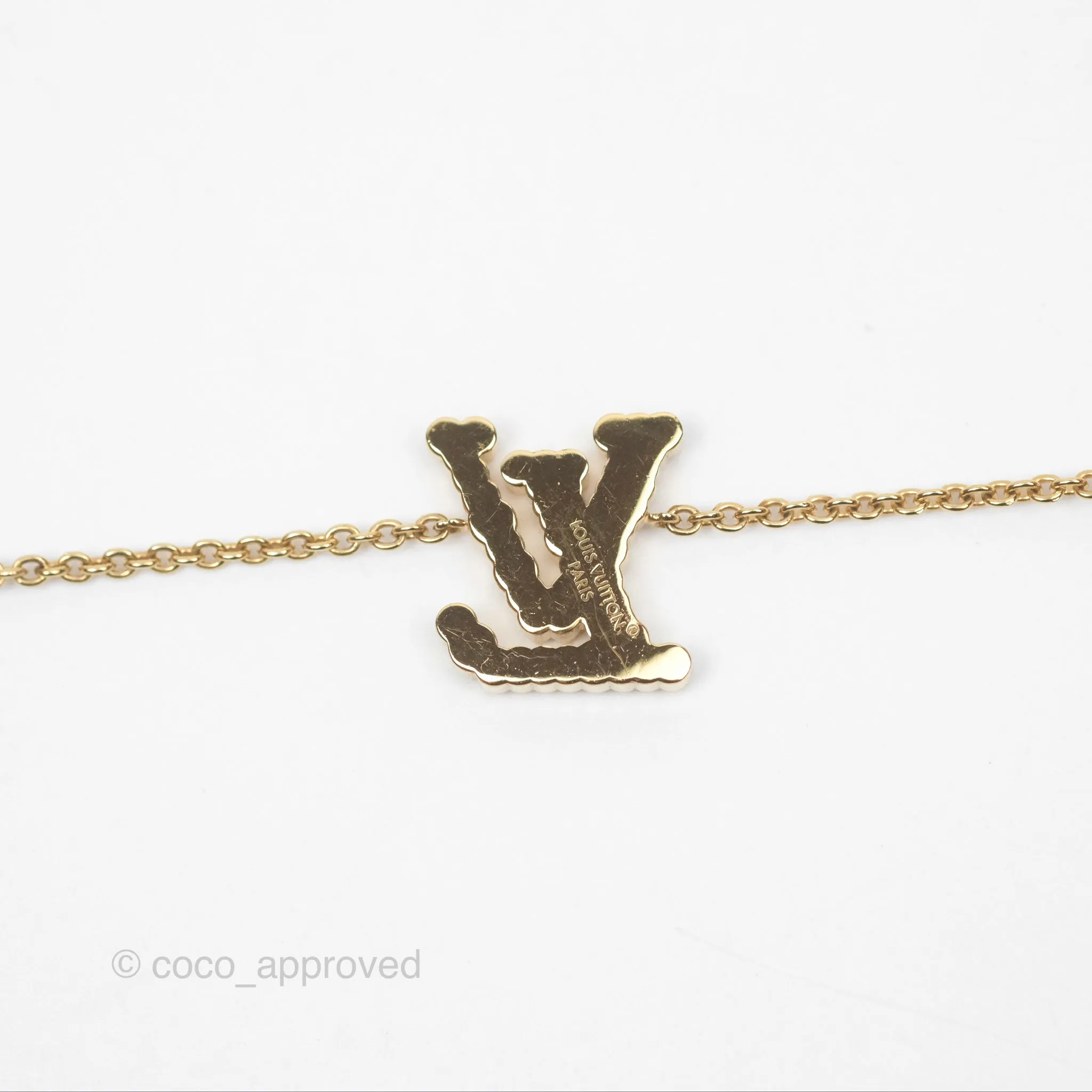 Louis Vuitton Iconic Tresor Necklace White/Pink Crystals Gold Tone