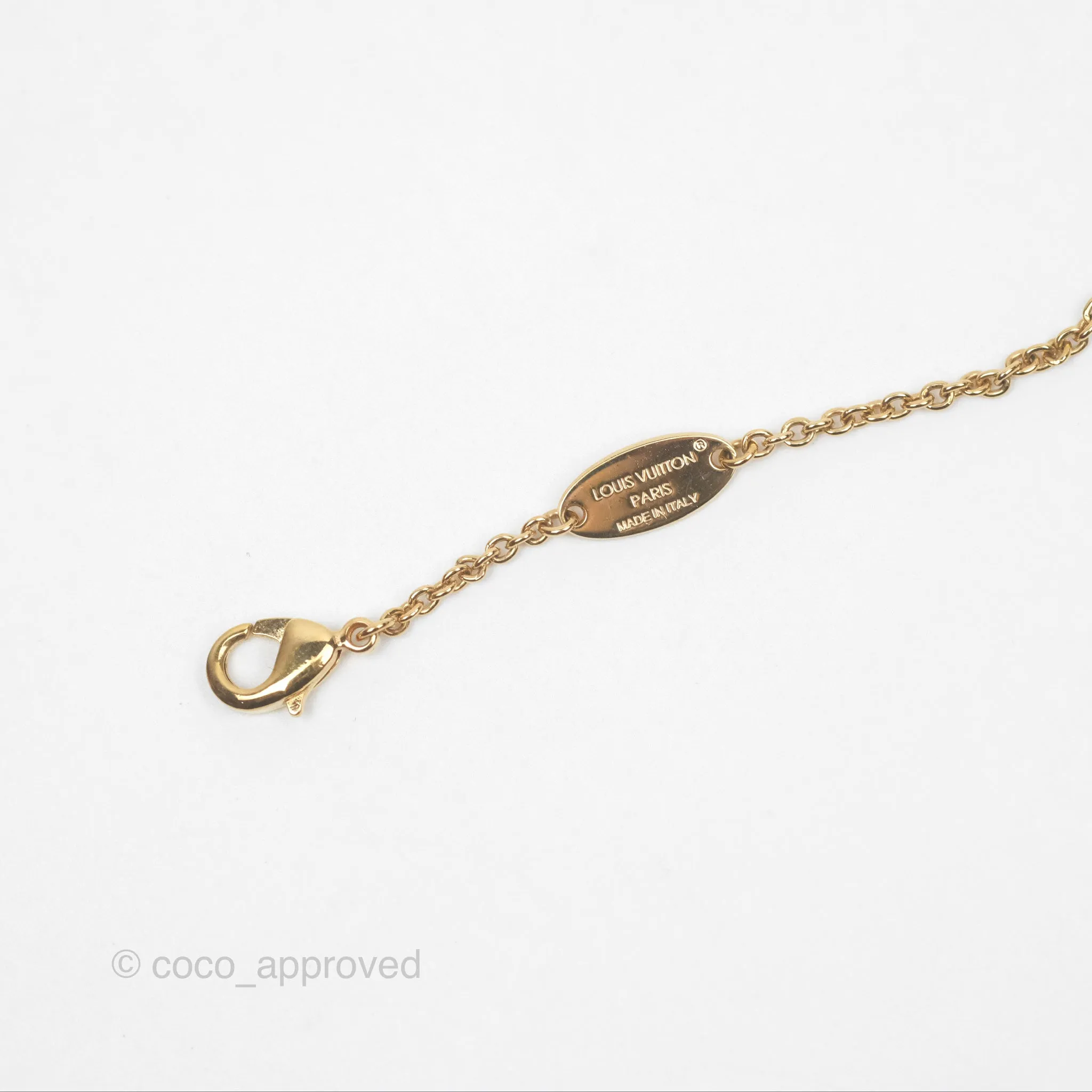 Louis Vuitton Iconic Tresor Necklace White/Pink Crystals Gold Tone