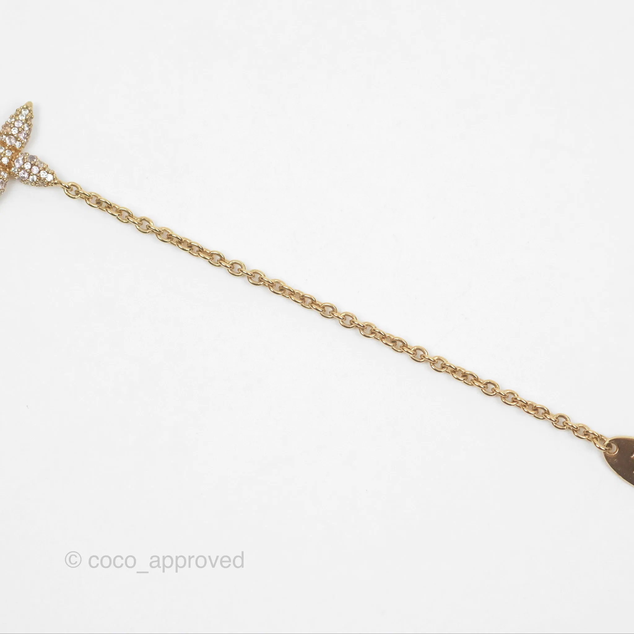 Louis Vuitton Iconic Tresor Necklace White/Pink Crystals Gold Tone