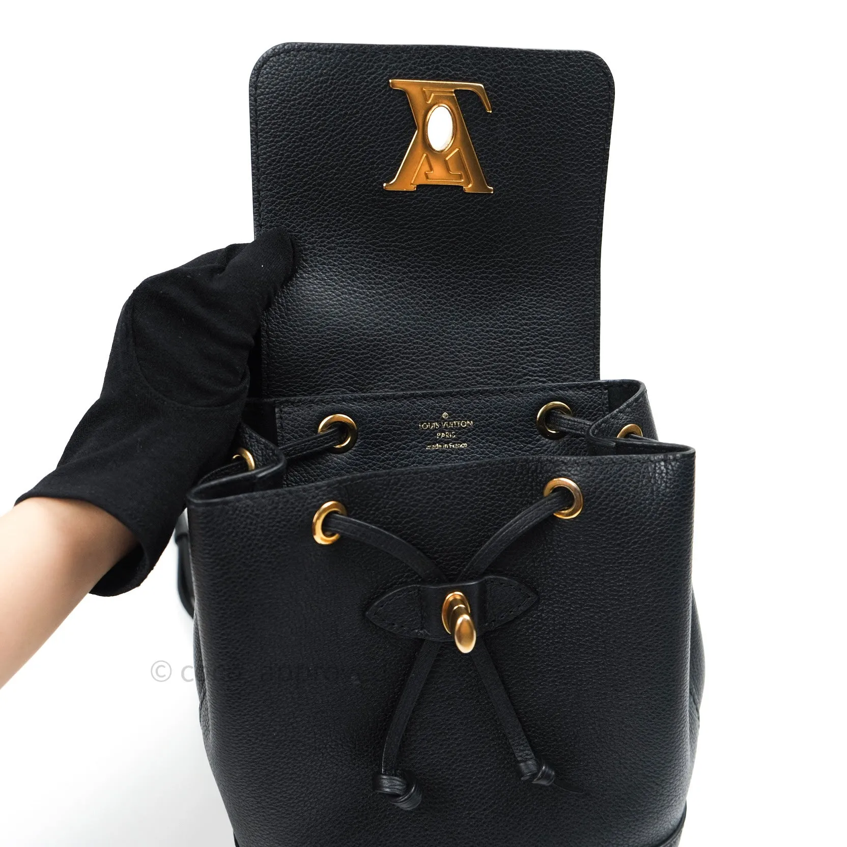 Louis Vuitton Lockme Mini Backpack Black Gold Hardware