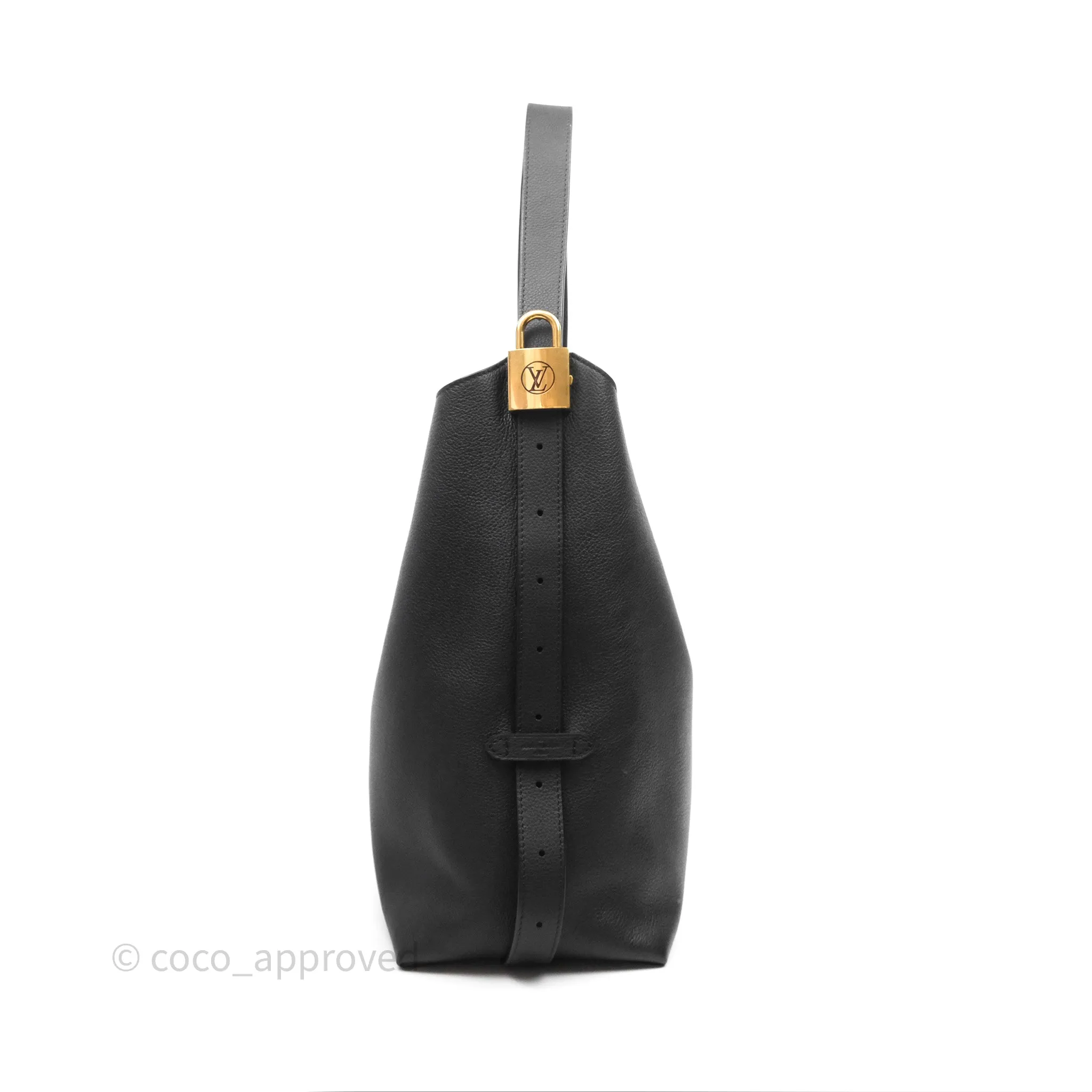 Louis Vuitton Low Key Hobo MM Black Grained Calfskin