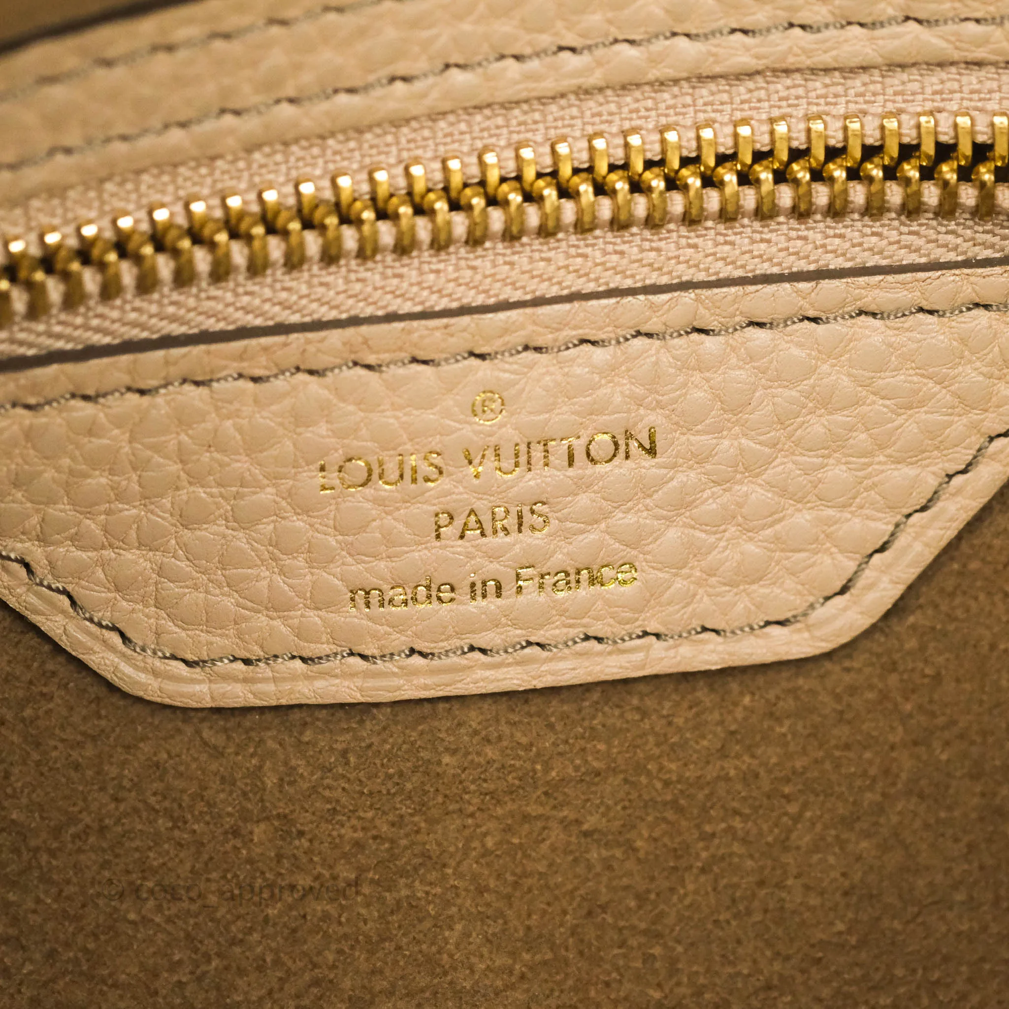 Louis Vuitton Mahina Selene MM Bag Monogram Taupe Calfskin