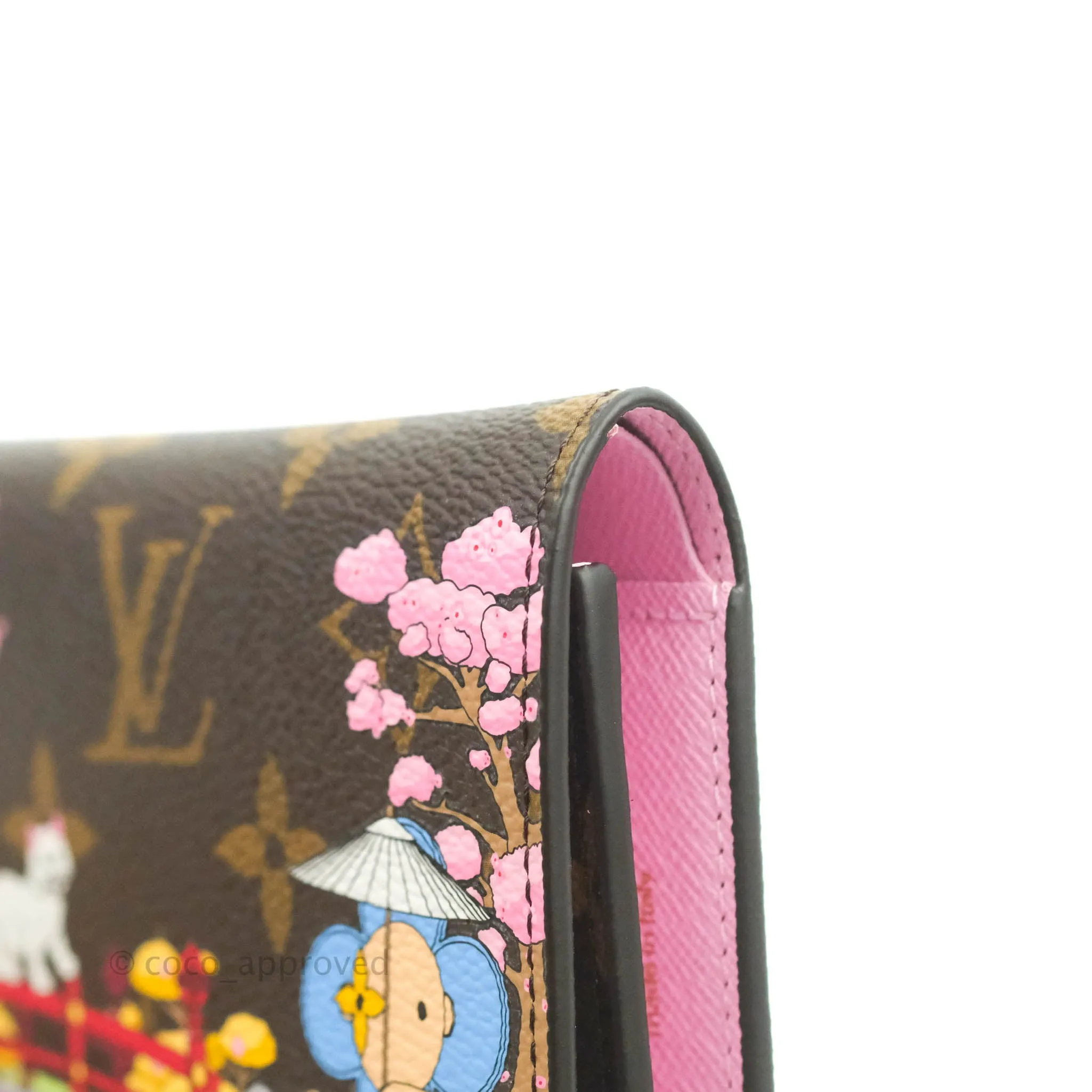 Louis Vuitton Monogram Christmas Animation Japanese Garden Victorine Wallet Wisteria Pink