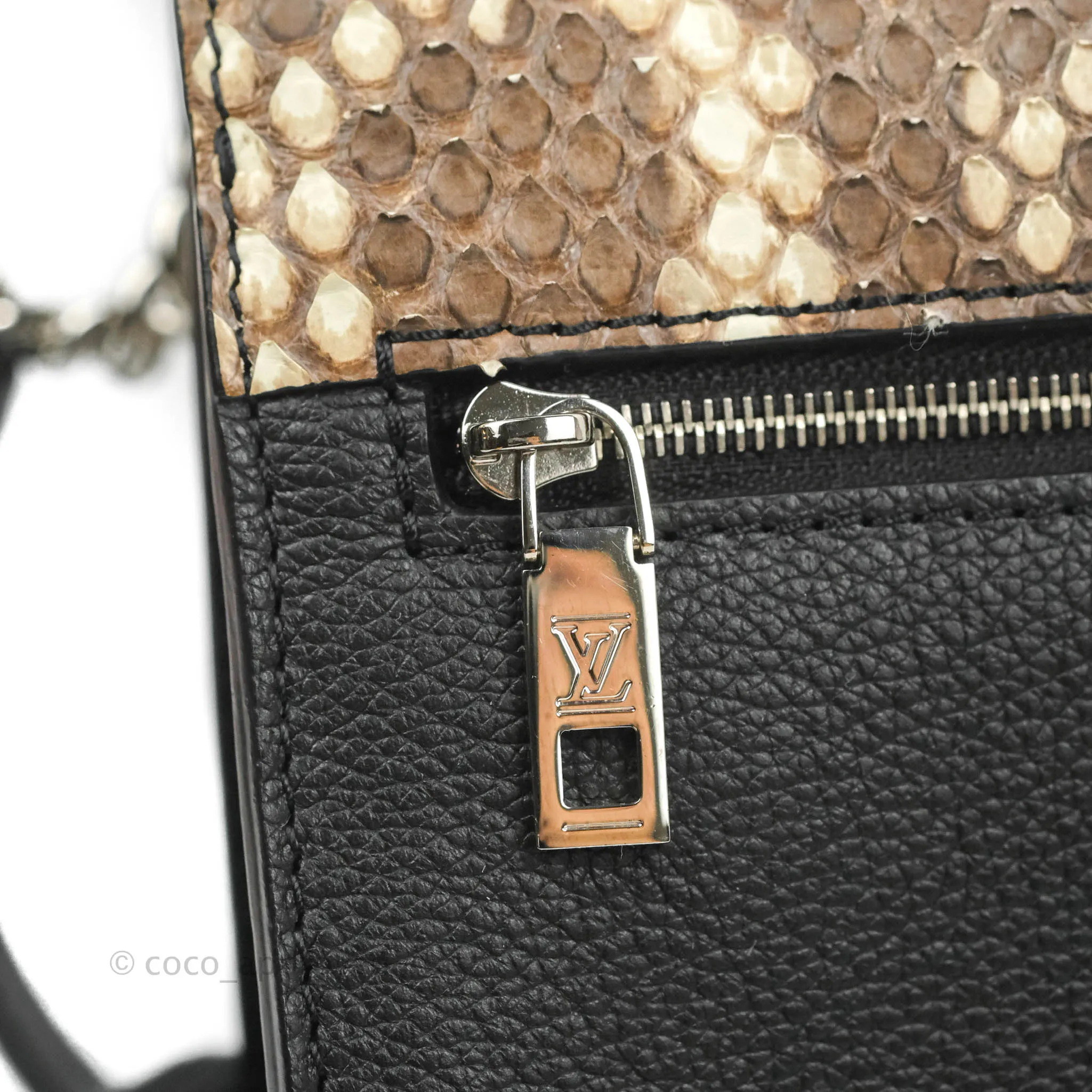 Louis Vuitton  My Lockme Chain Bag BB Black Brown Python Calfskin