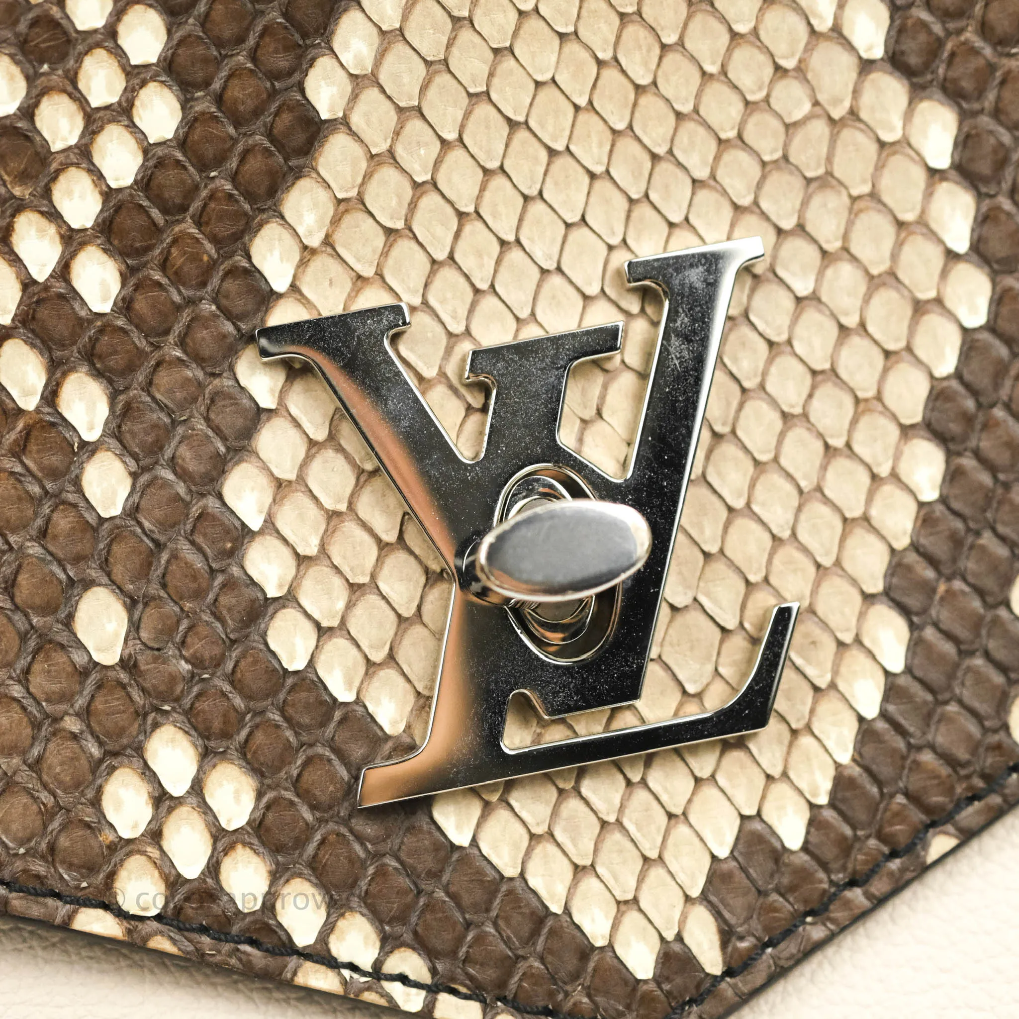 Louis Vuitton  My Lockme Chain Bag BB Black Brown Python Calfskin