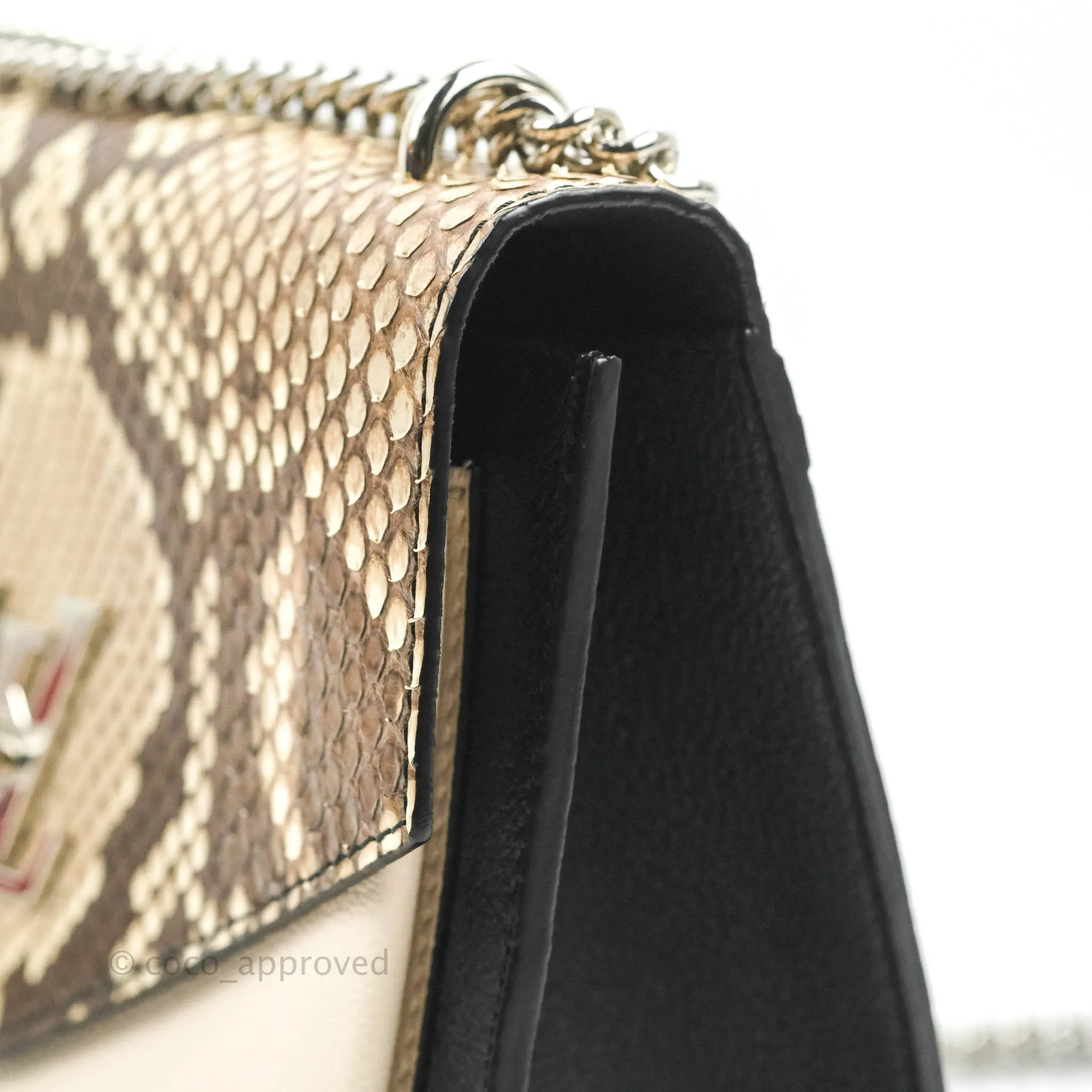 Louis Vuitton  My Lockme Chain Bag BB Black Brown Python Calfskin