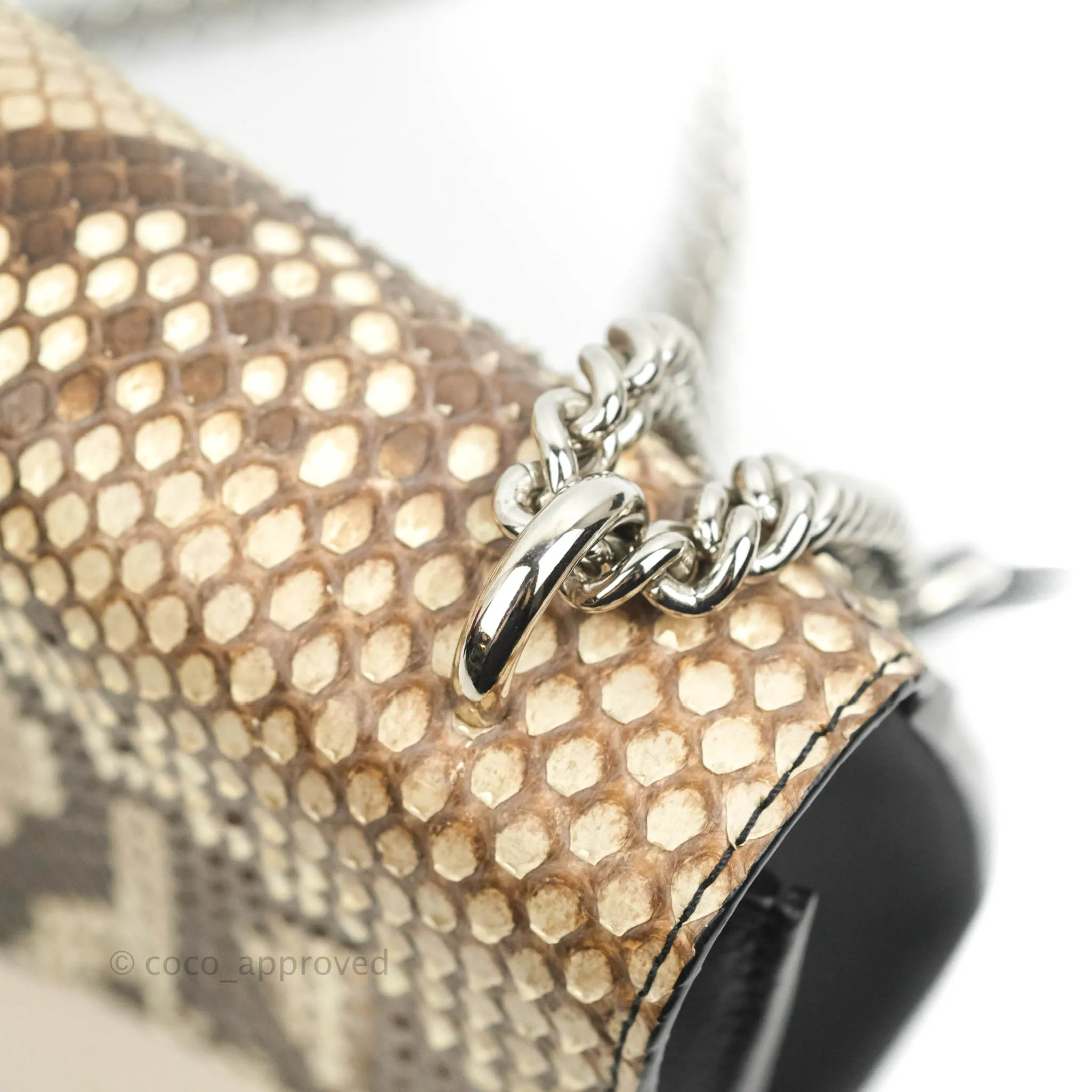 Louis Vuitton  My Lockme Chain Bag BB Black Brown Python Calfskin