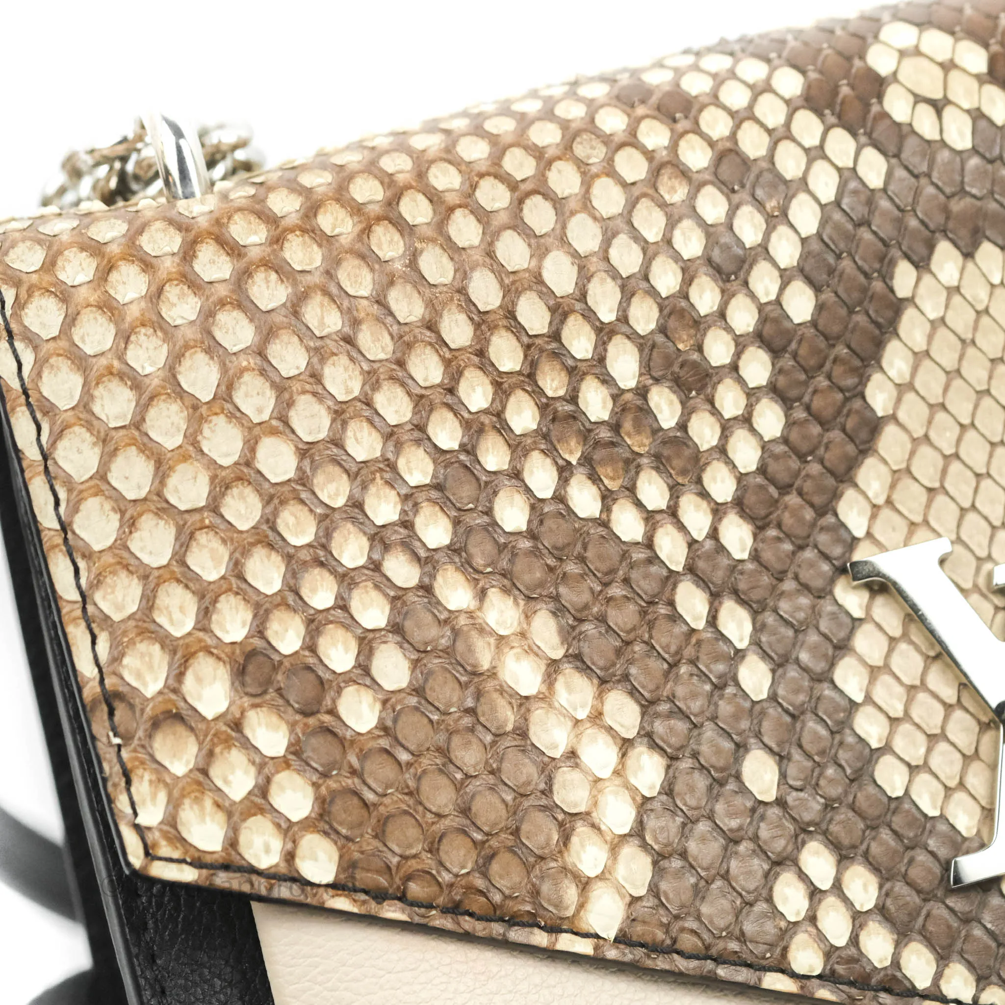 Louis Vuitton  My Lockme Chain Bag BB Black Brown Python Calfskin