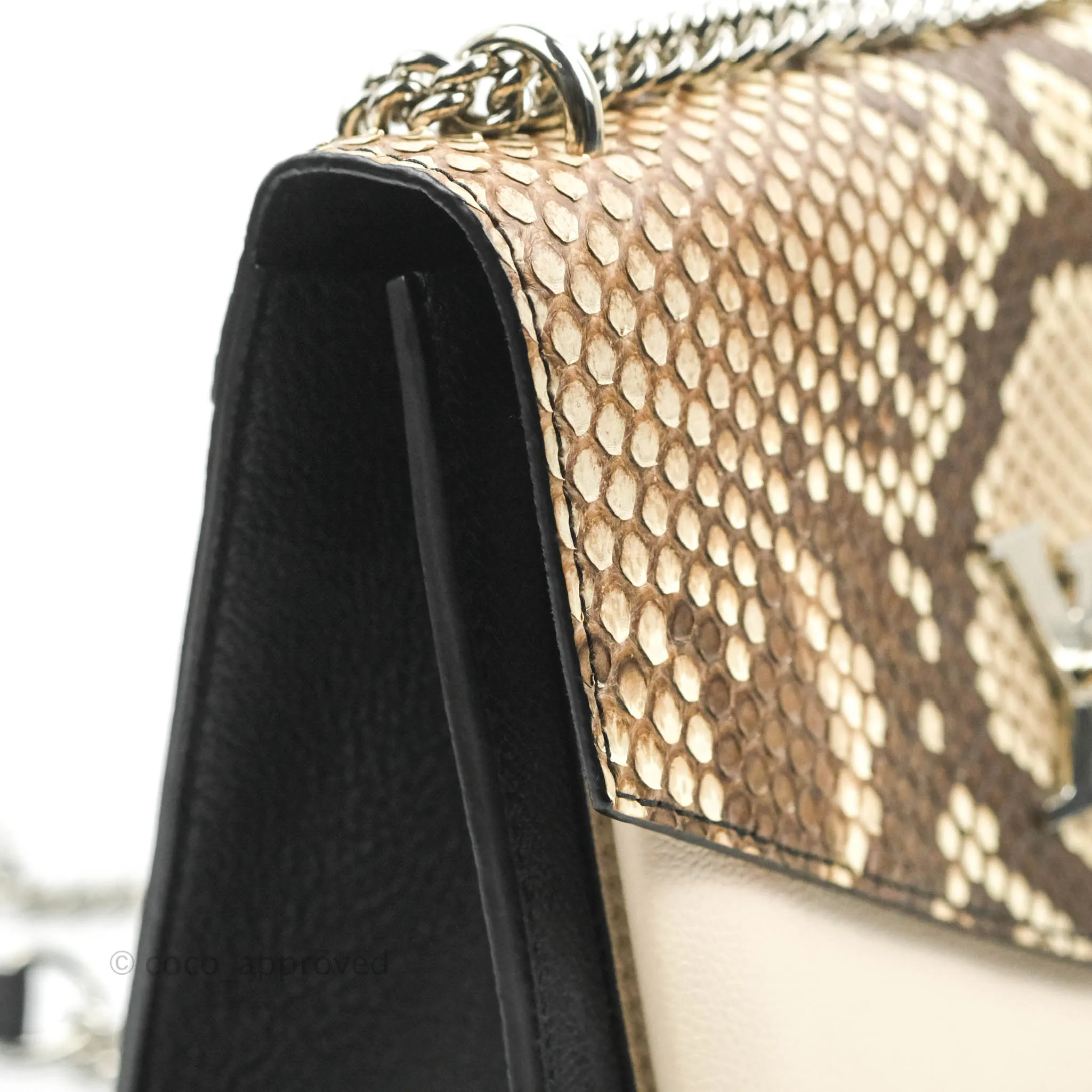 Louis Vuitton  My Lockme Chain Bag BB Black Brown Python Calfskin