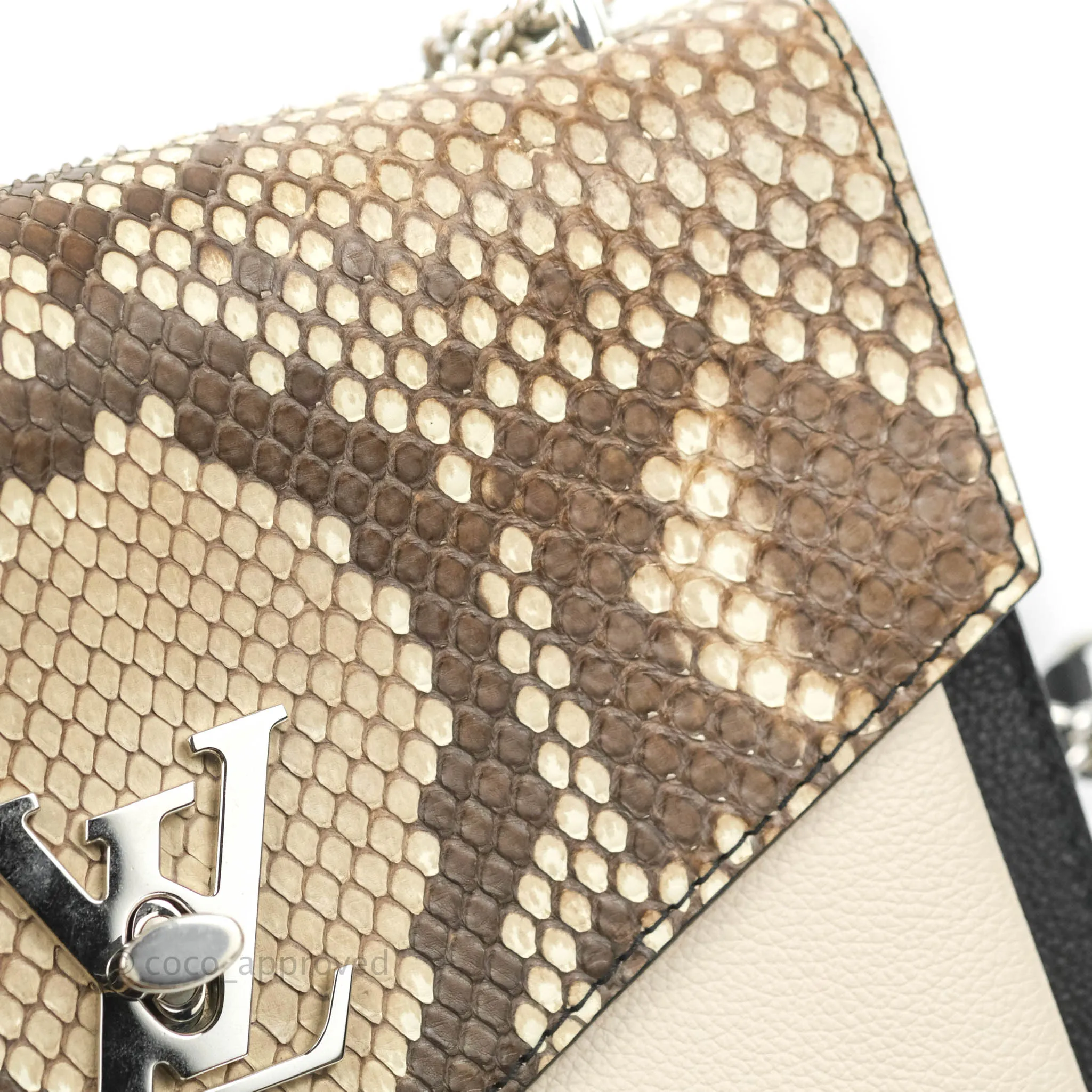 Louis Vuitton  My Lockme Chain Bag BB Black Brown Python Calfskin