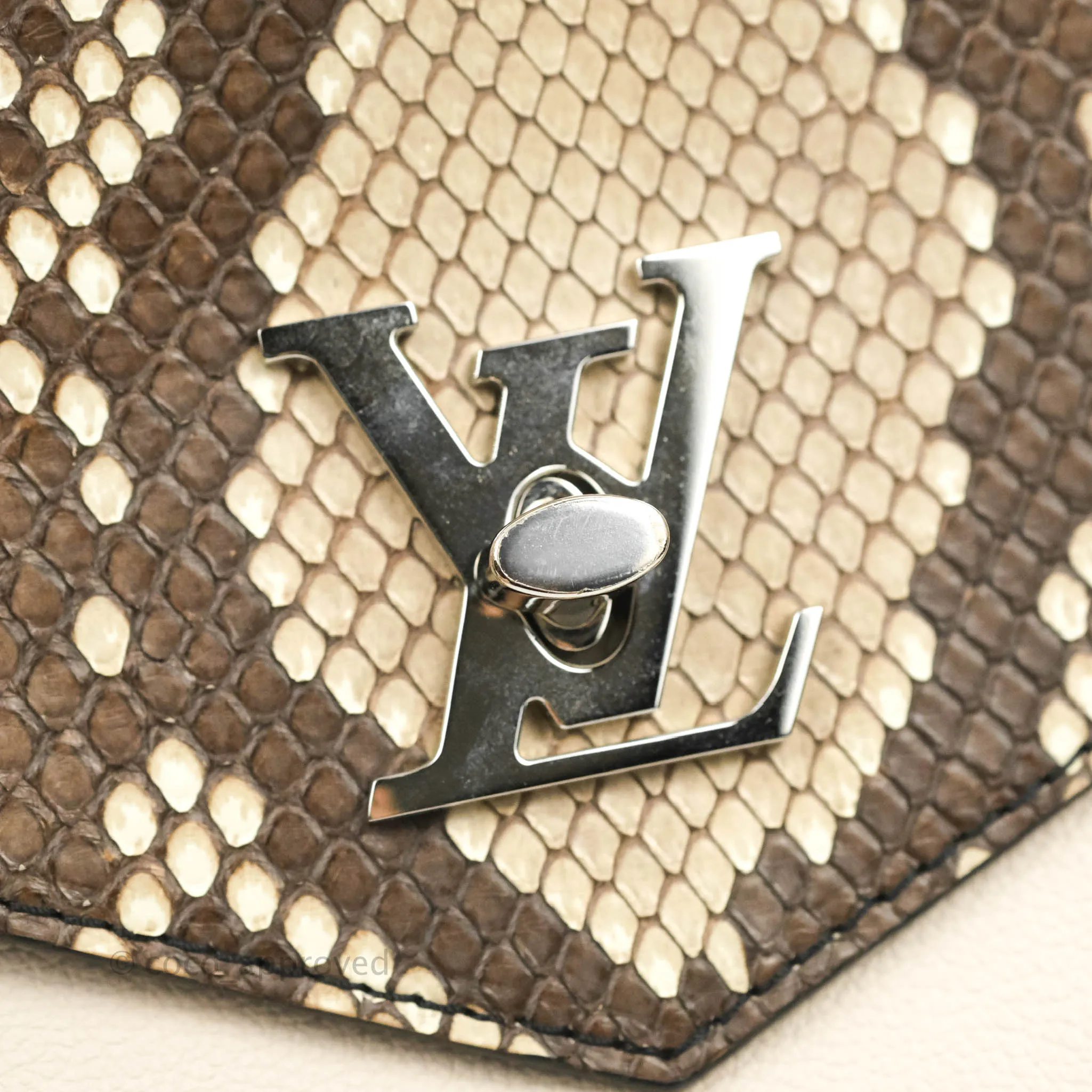 Louis Vuitton  My Lockme Chain Bag BB Black Brown Python Calfskin