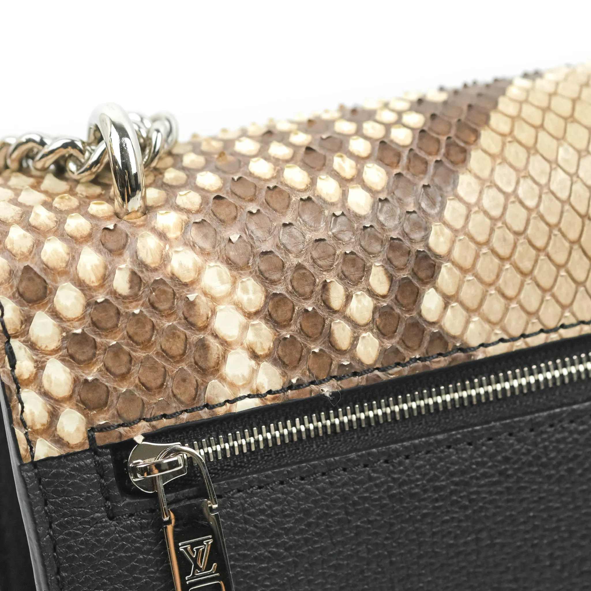 Louis Vuitton  My Lockme Chain Bag BB Black Brown Python Calfskin