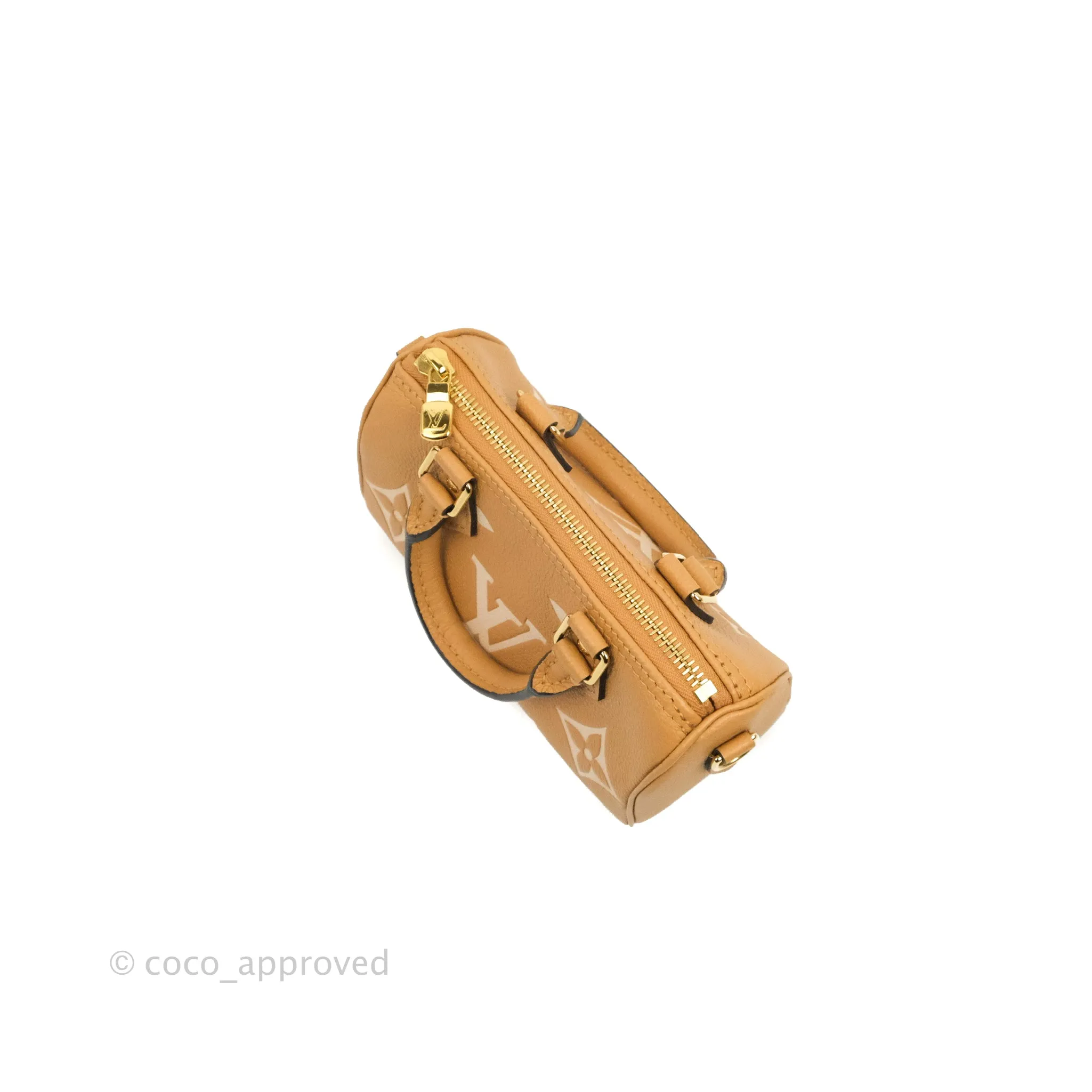 Louis Vuitton Nano Speedy Monogram Canvas Arizona Beige Gold Hardware