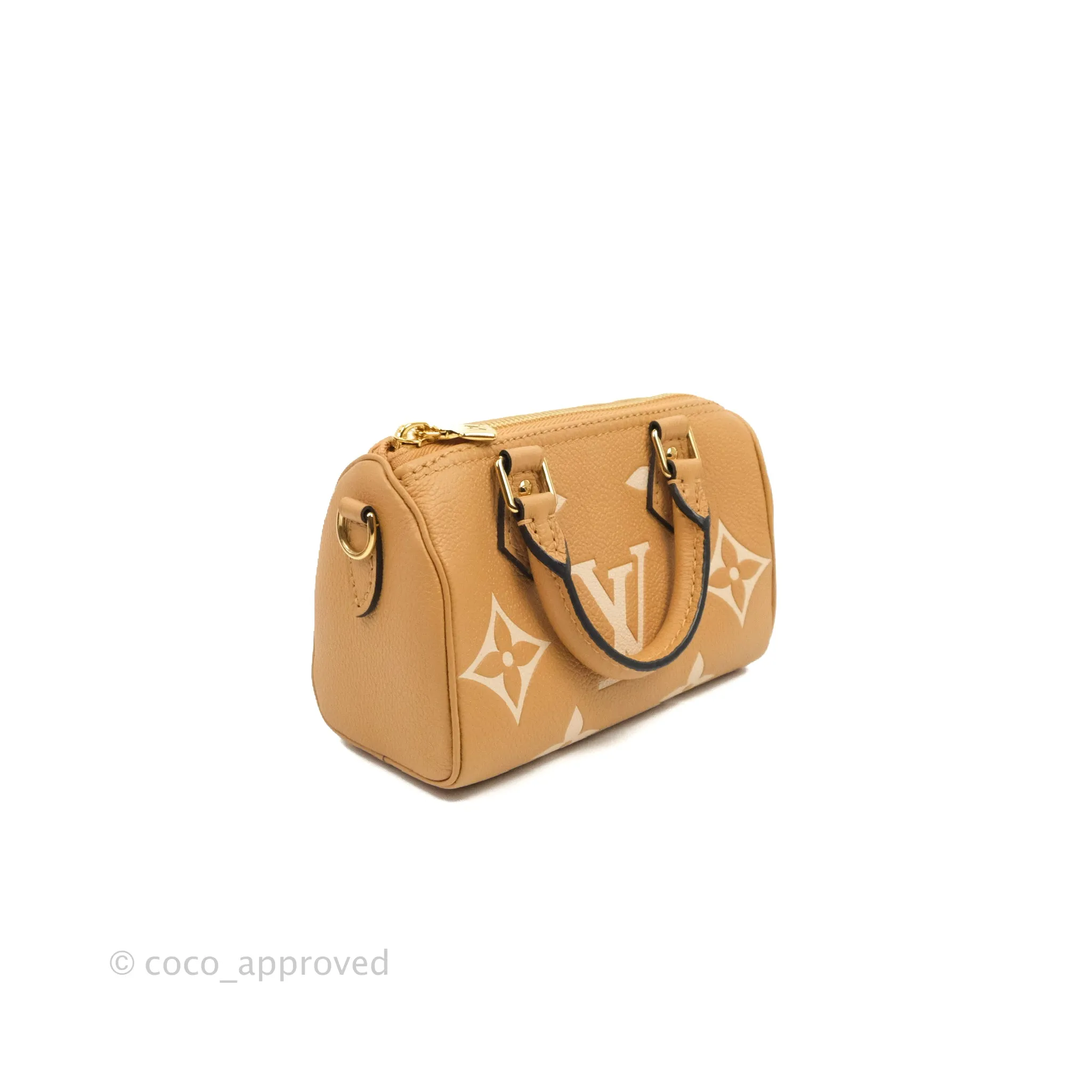 Louis Vuitton Nano Speedy Monogram Canvas Arizona Beige Gold Hardware